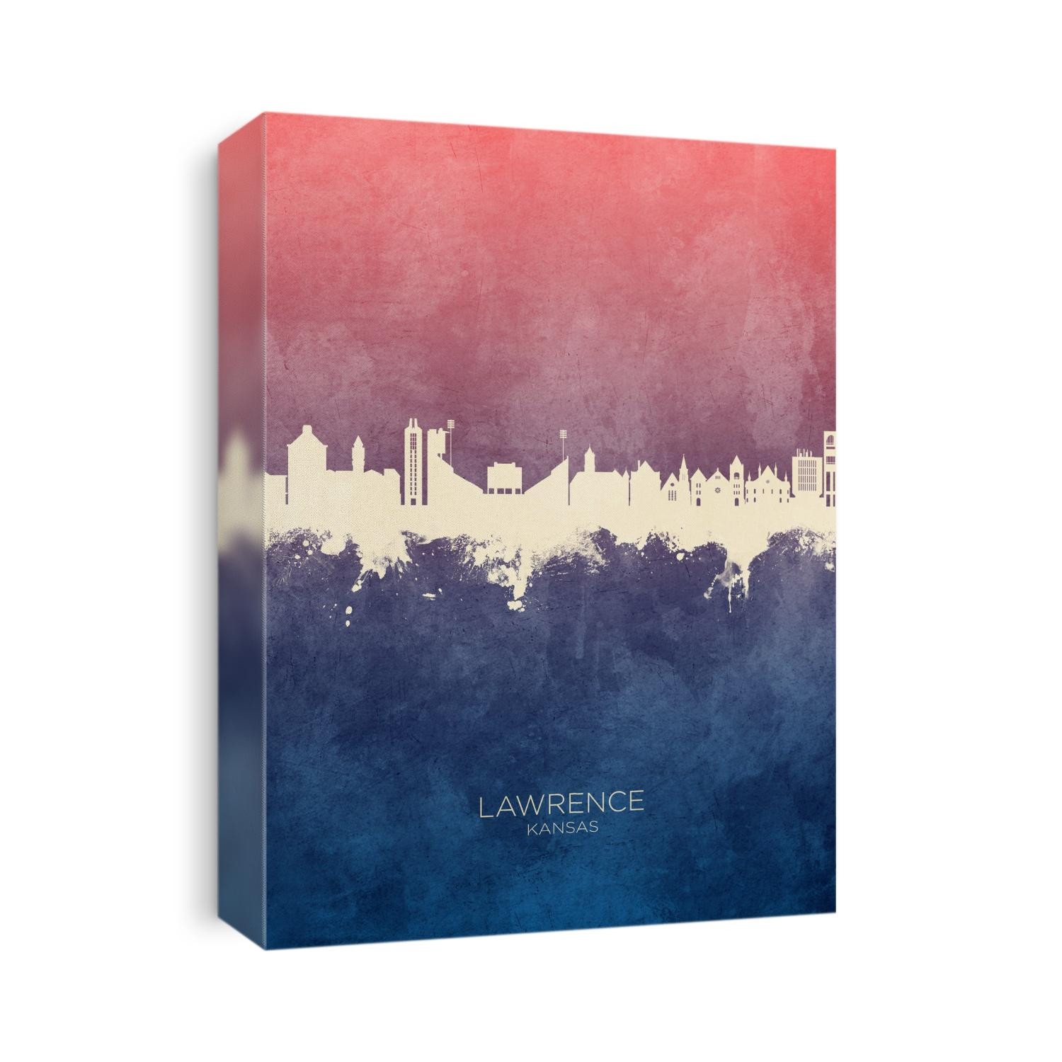Watercolor art print of the skyline of Lawrence, Kansas, United States