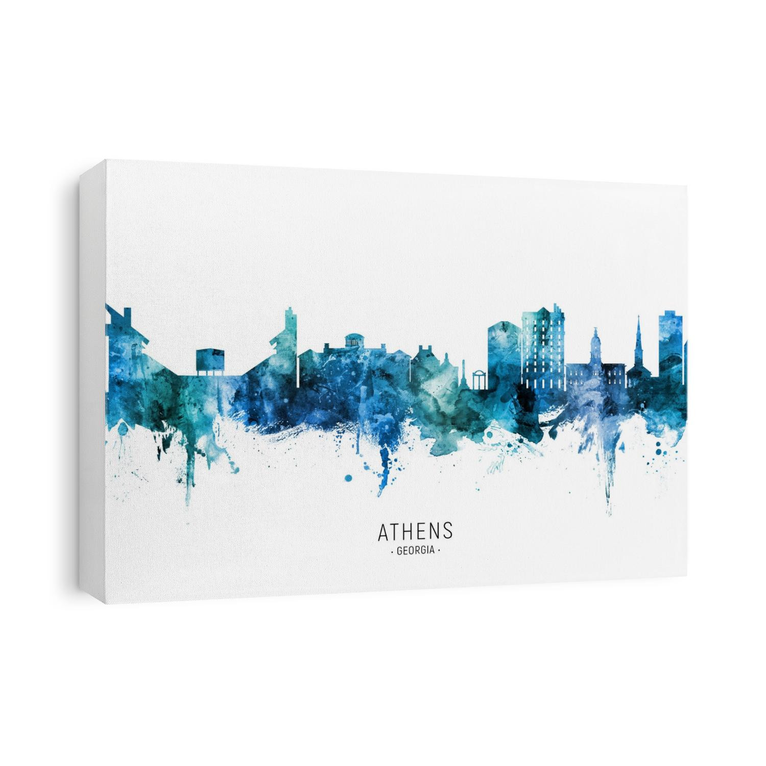 Watercolor art print of the skyline of Athens, Georgia, United States