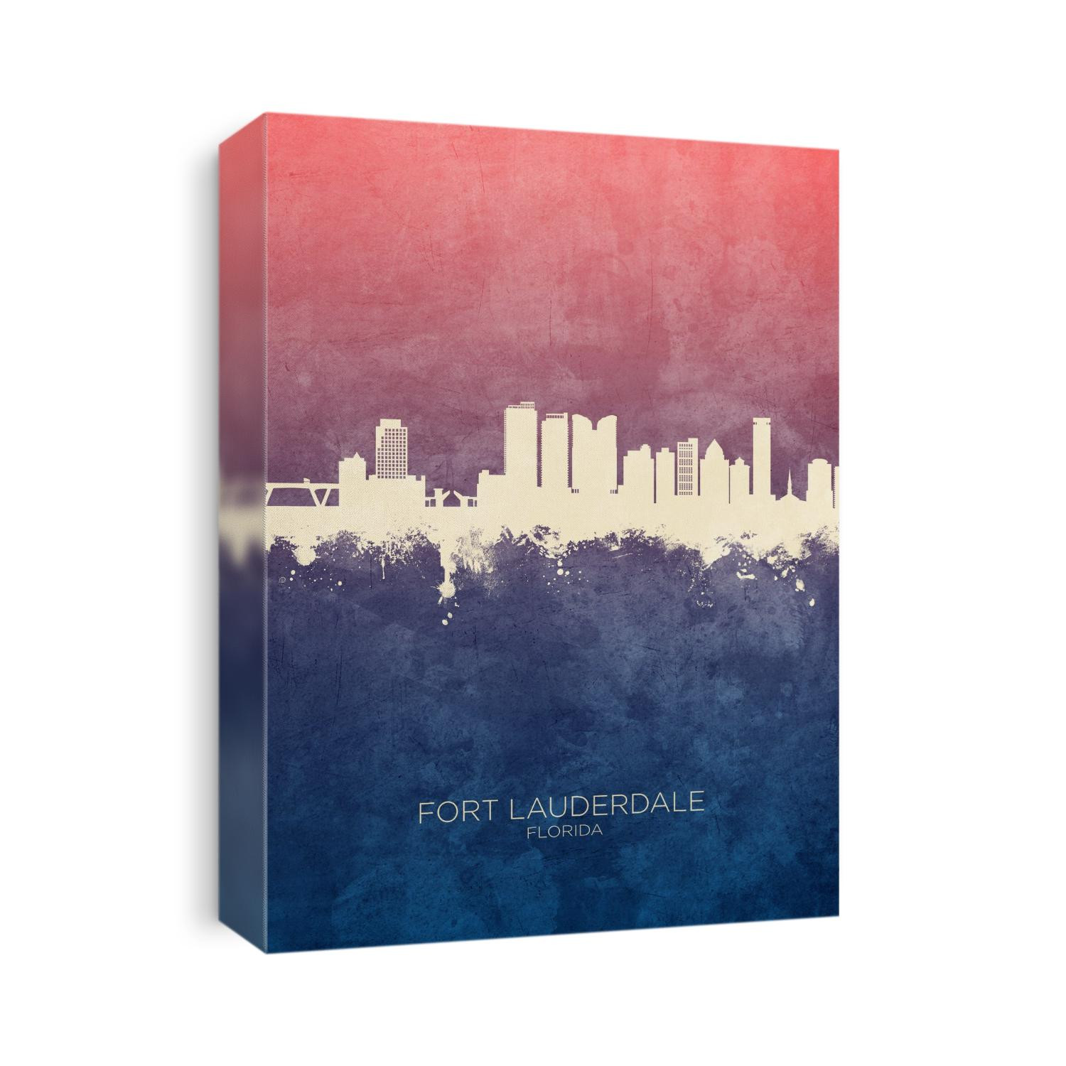 Watercolor art print of the skyline of Fort Lauderdale, Florida, United States