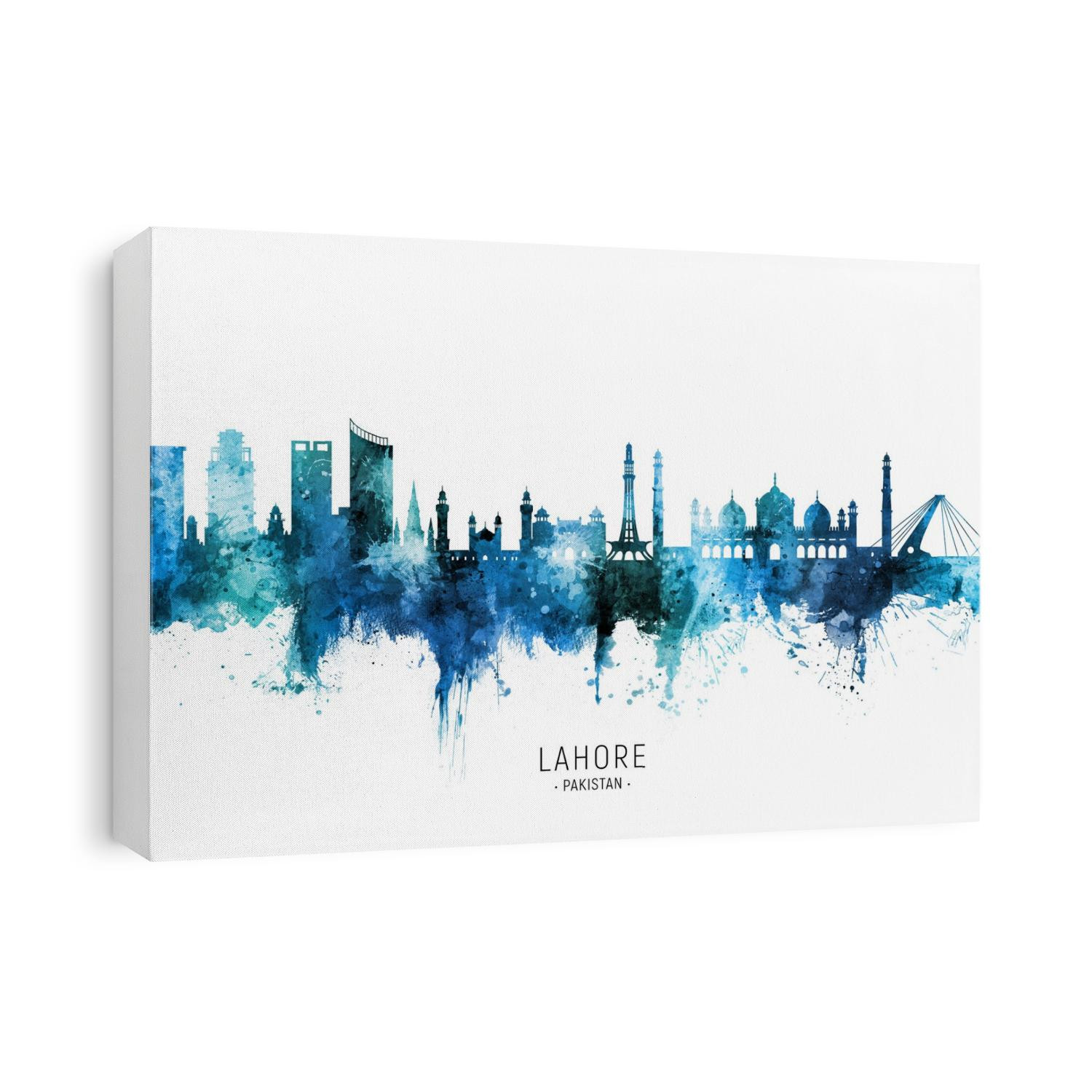 Watercolor art print of the skyline of Lahore, Pakistan