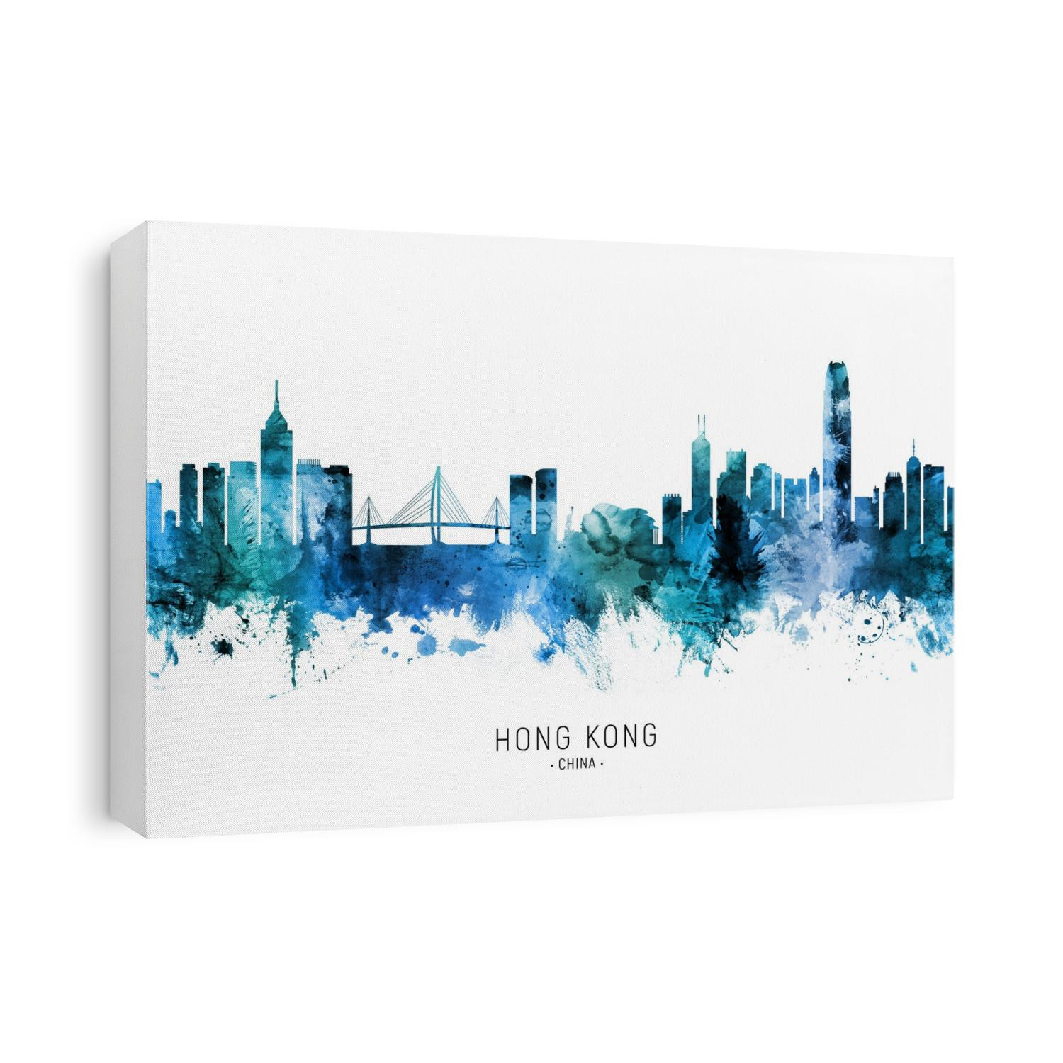 Watercolor art print of the skyline of Hong Kong, China