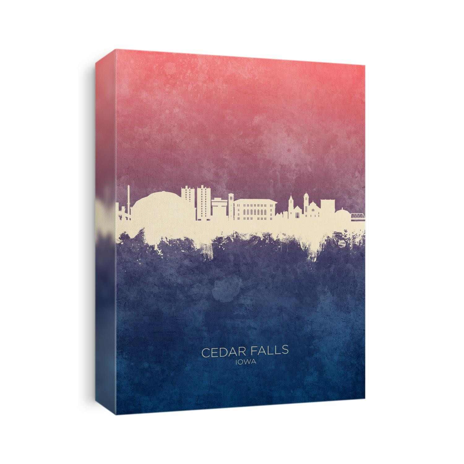 Watercolor art print of the skyline of Cedar Falls, Iowa