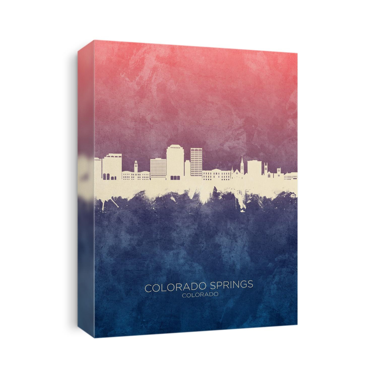 Watercolor art print of the skyline of Colorado Springs, Colorado