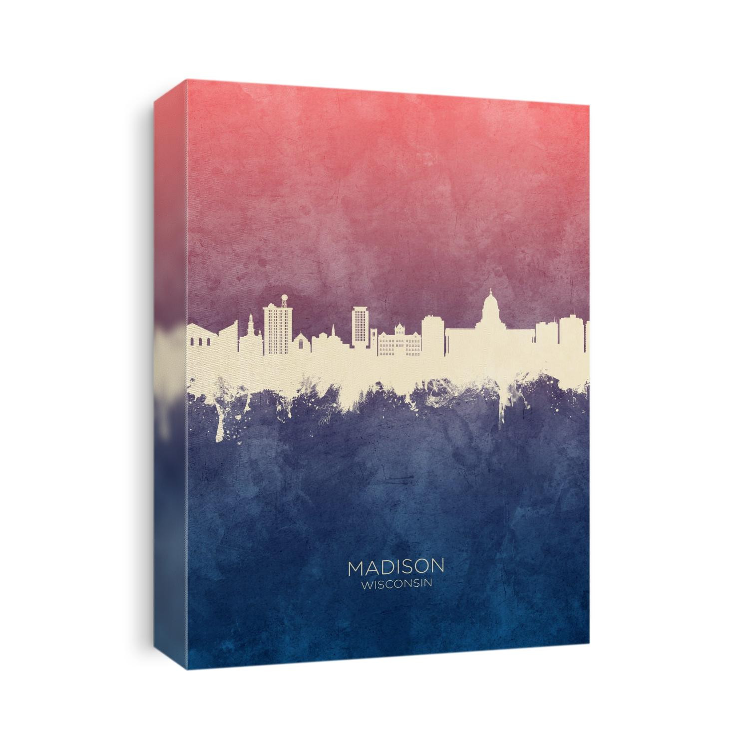 Watercolor art print of the skyline of Madison, Wisconsin, United States