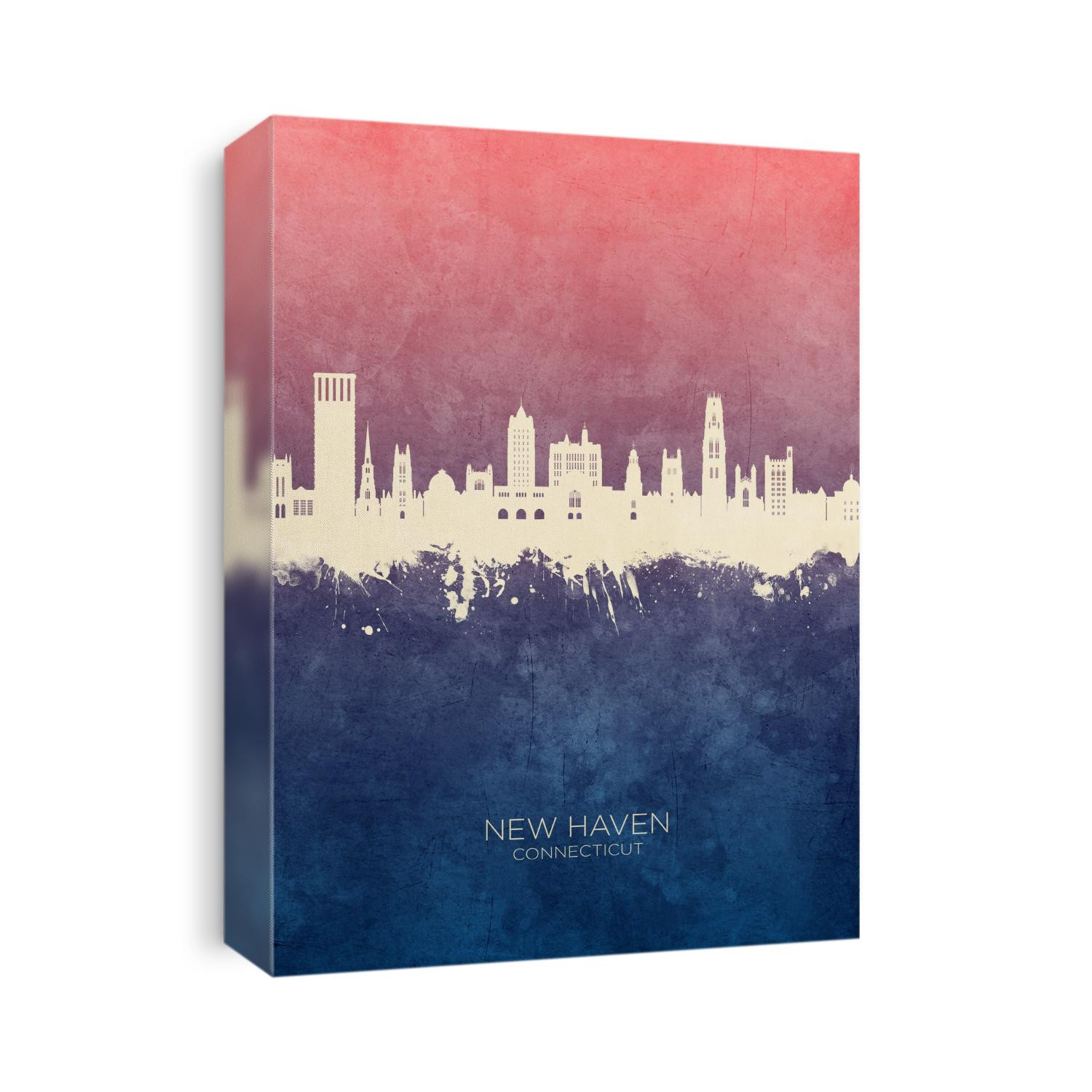 Watercolor art print of the skyline of New Haven, Connecticut York