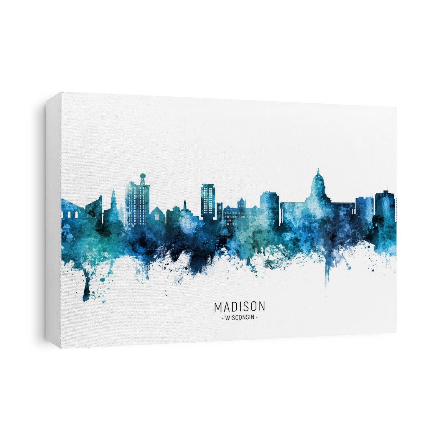 Watercolor art print of the skyline of Madison, Wisconsin, United States