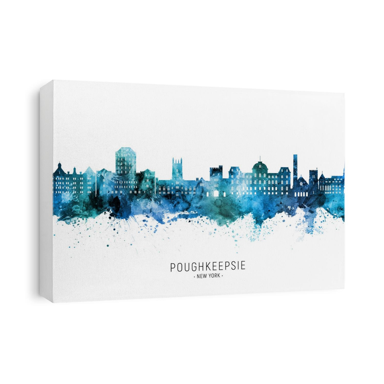 Watercolor art print of the skyline of Poughkeepsie, New York