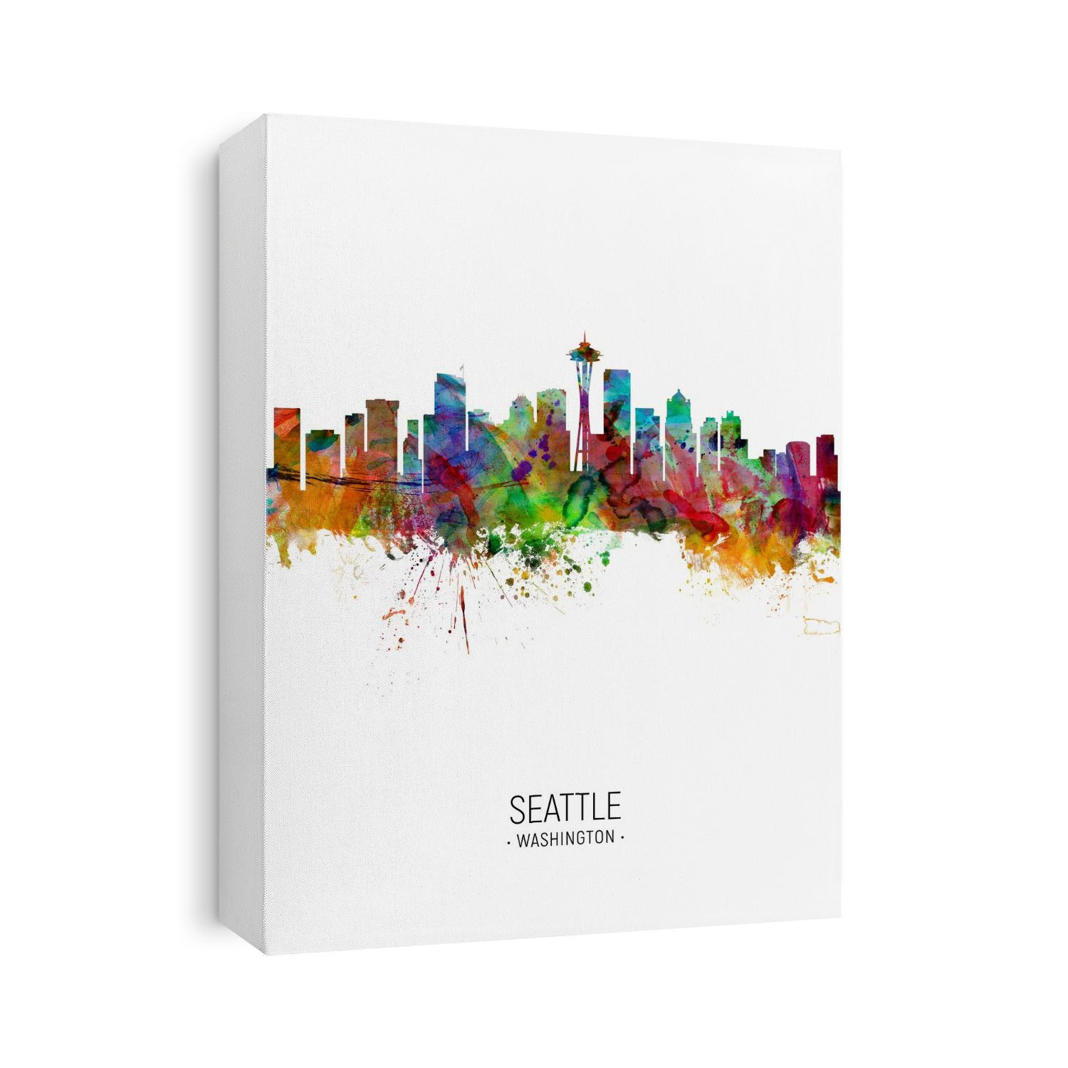 Watercolor art print of the skyline of Seattle, Washington, United States