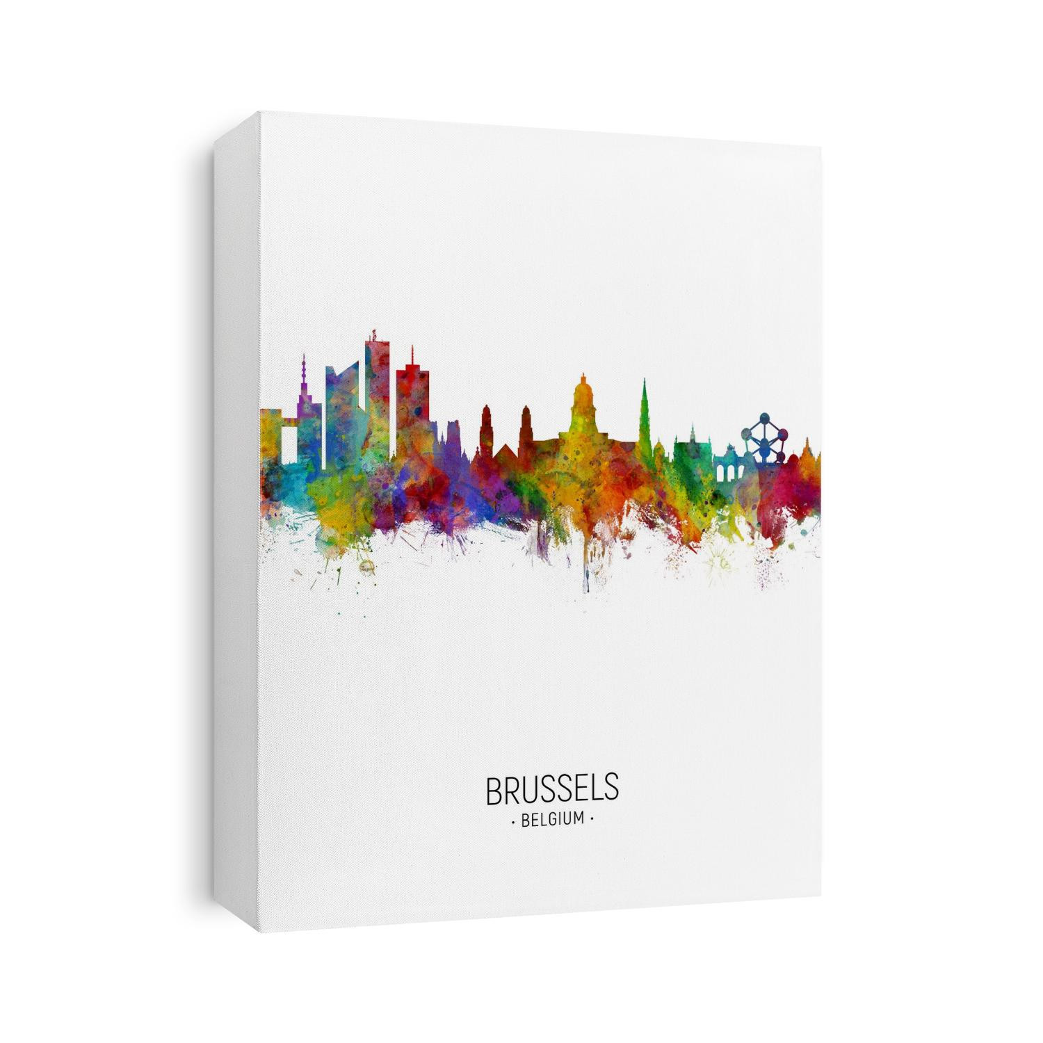 Watercolor art print of the skyline of Brussels, Belgium