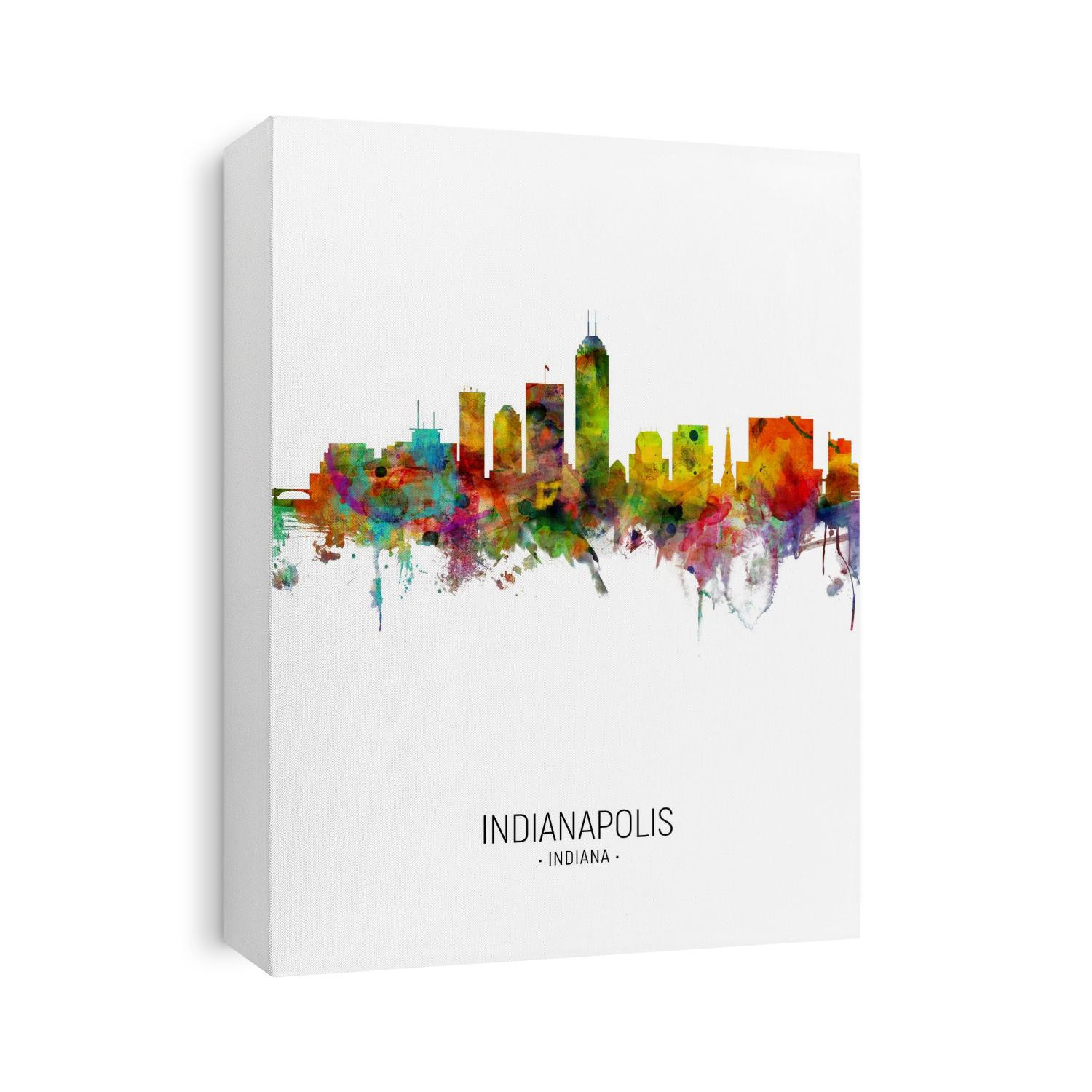 Watercolor art print of the skyline of Indianapolis, Indiana, United States