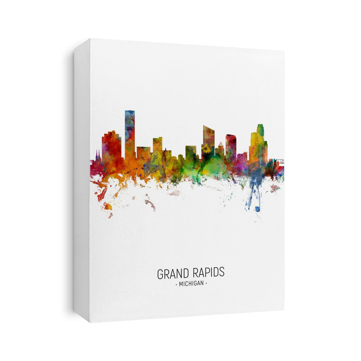 Watercolor art print of the skyline of Grand Rapids, Michigan, United States