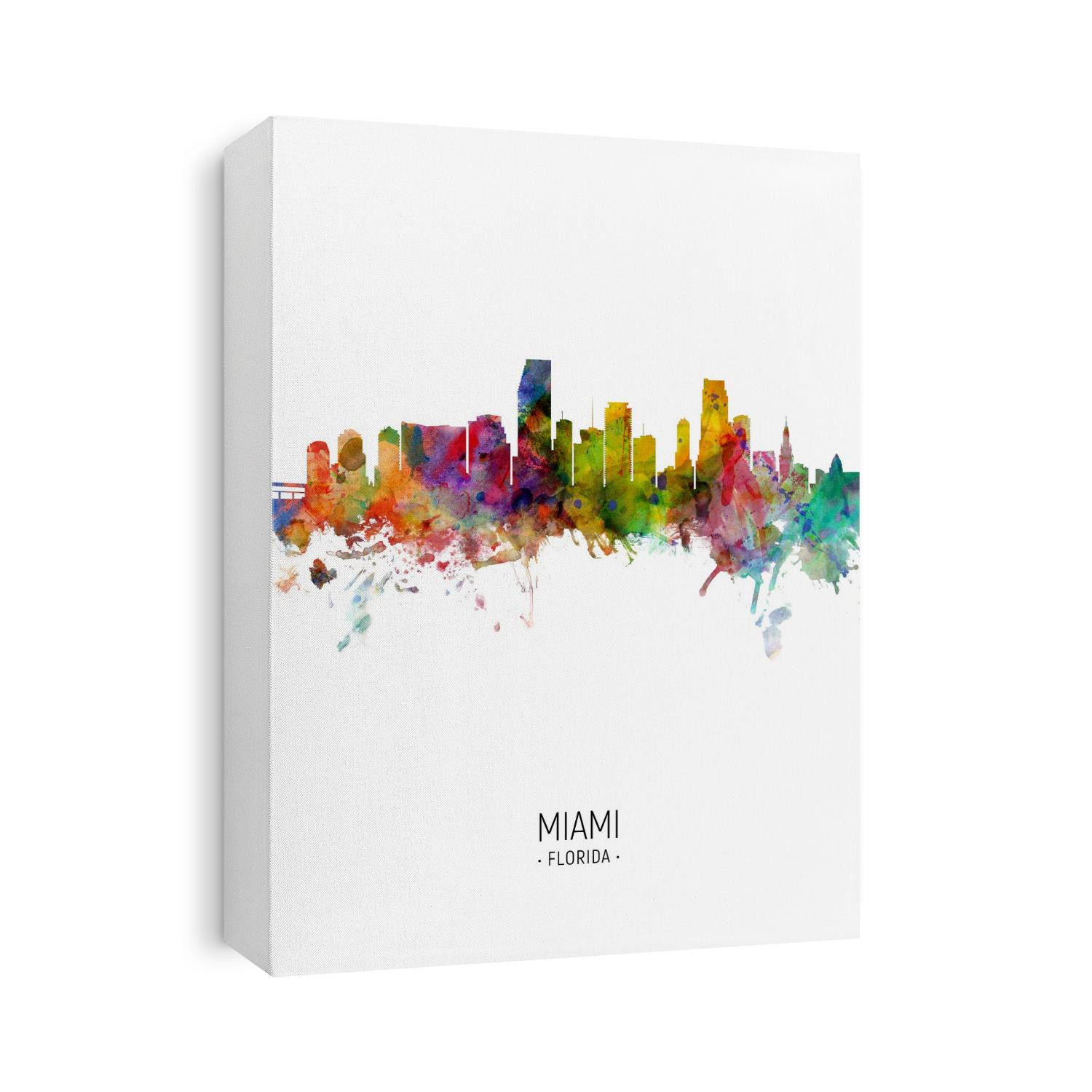 Watercolor art print of the skyline of Miami, Florida, United States