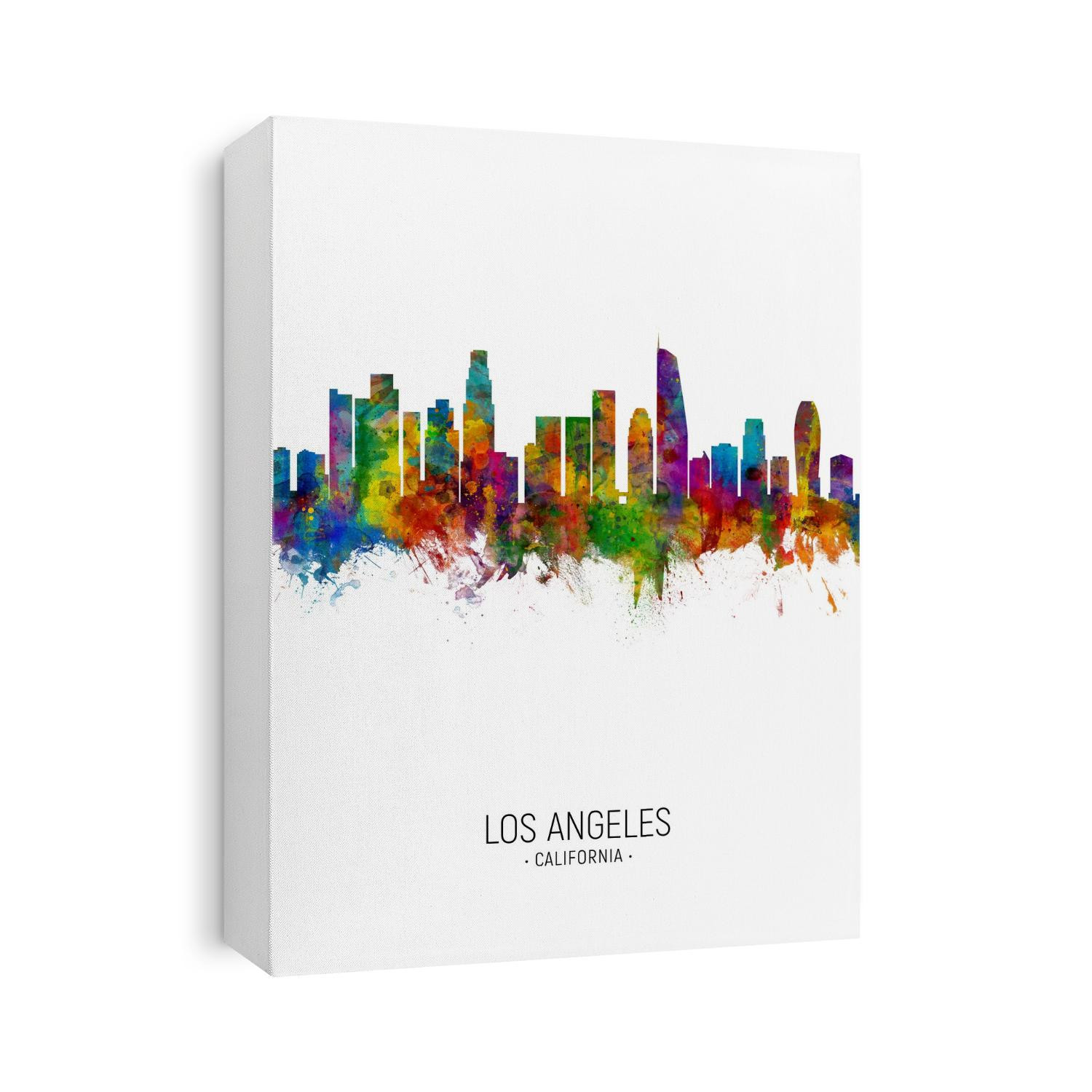 Watercolor art print of the skyline of Los Angeles, California, United States