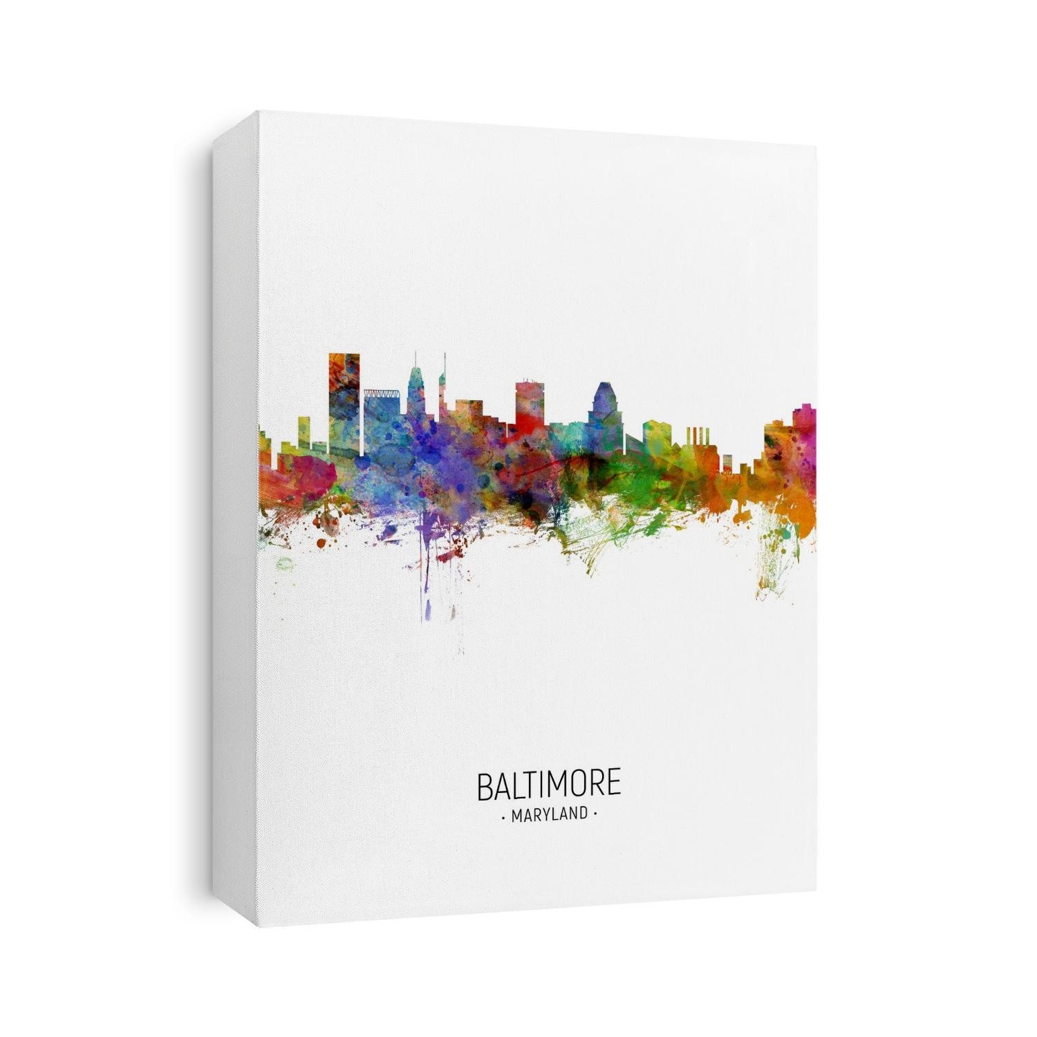 Watercolor art print of the skyline of Baltimore, Maryland, United States