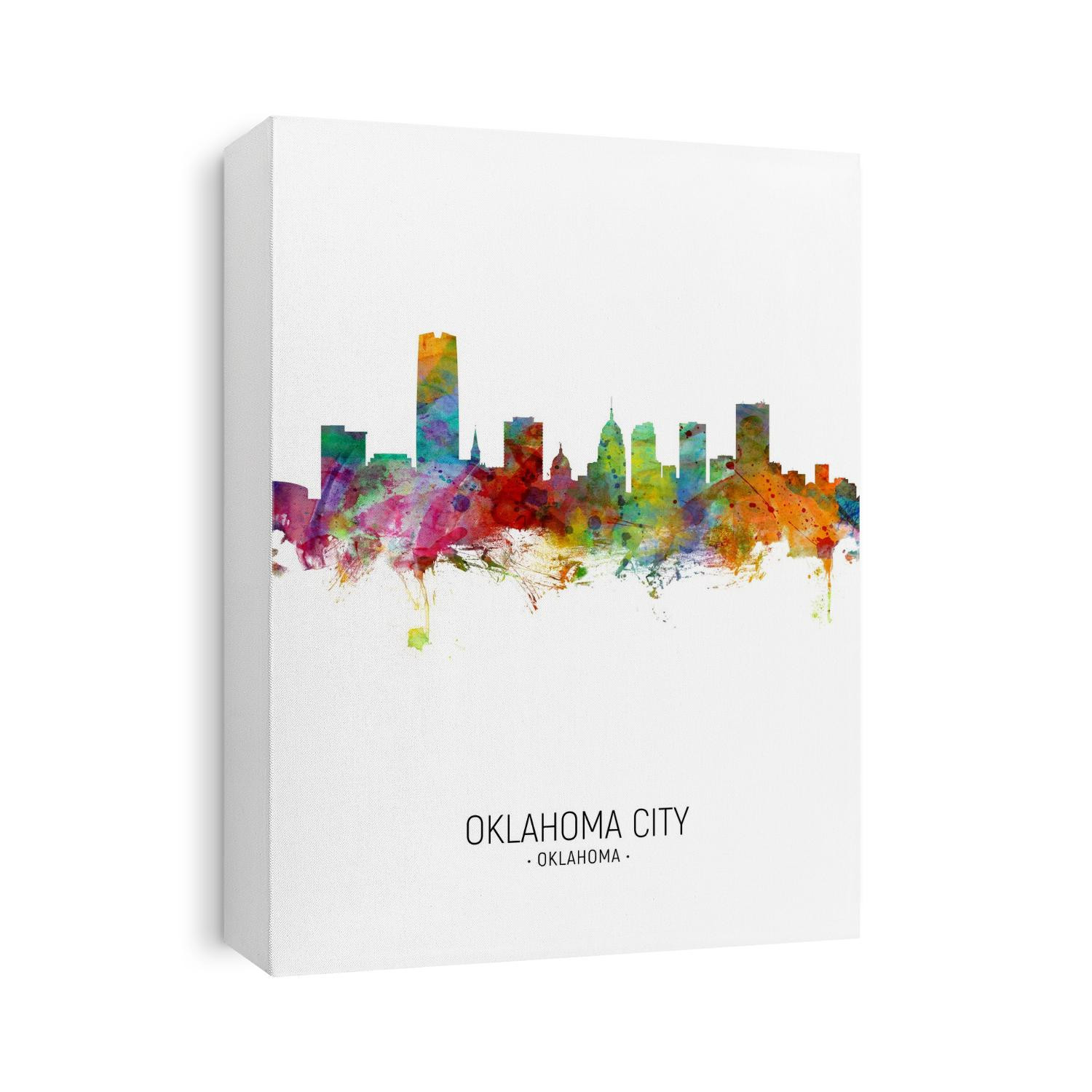 Watercolor art print of the skyline of Oklahoma City, United States
