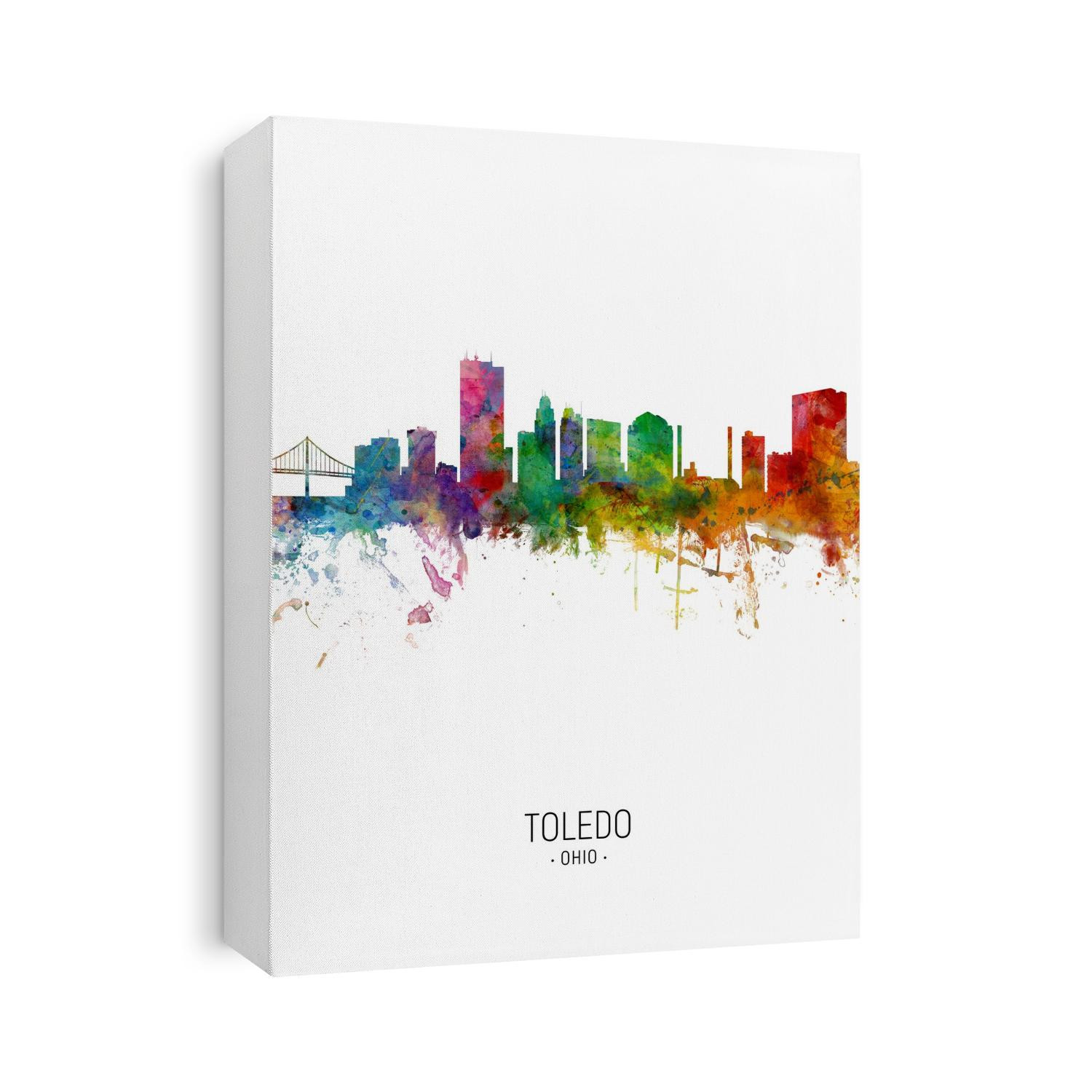 Watercolor art print of the skyline of Toledo, Ohio, United States