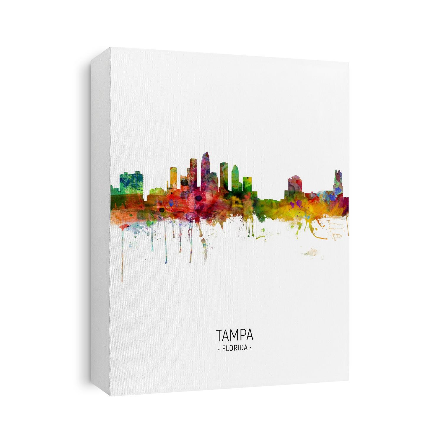 Watercolor art print of the skyline of Tampa, Florida, United States