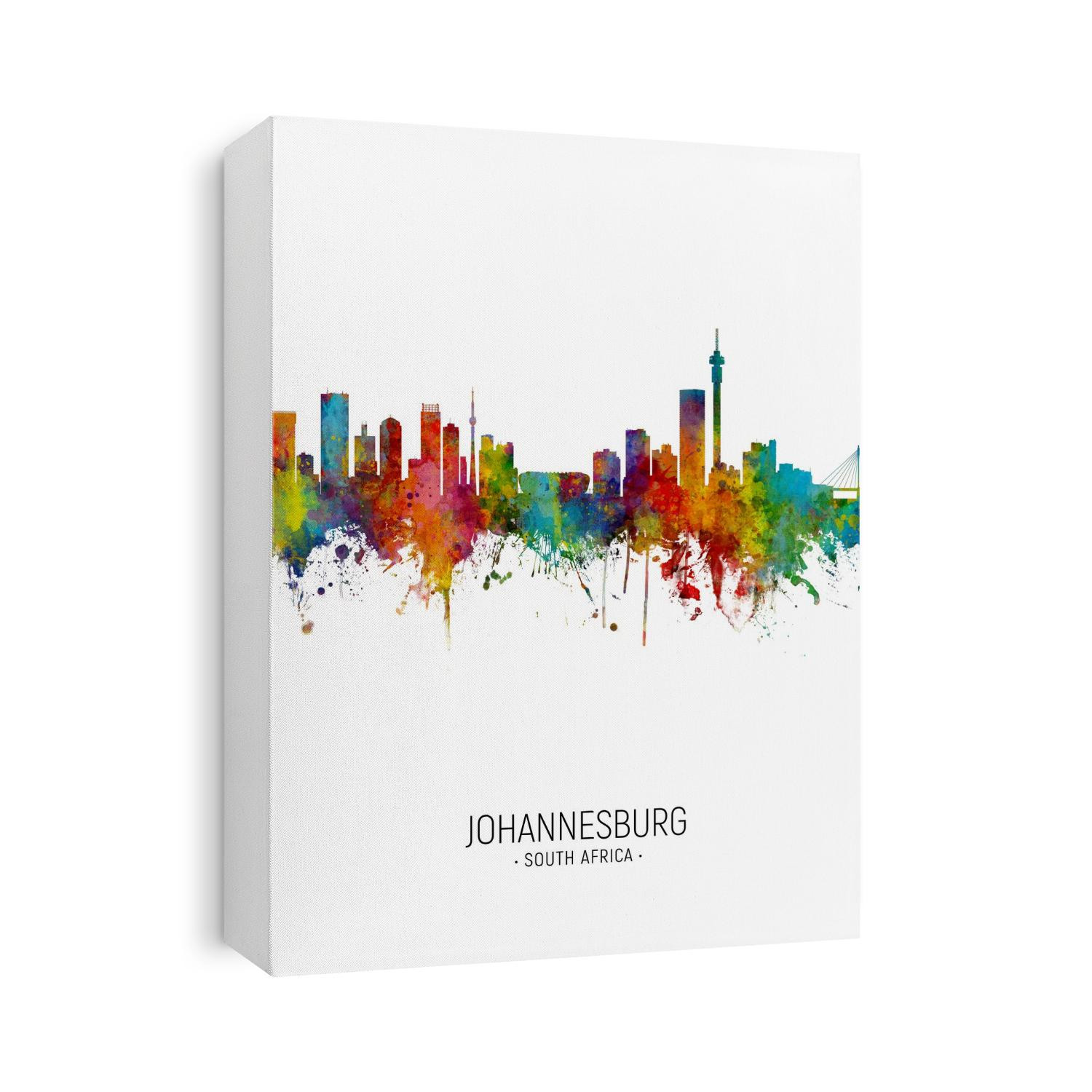 Watercolor art print of the skyline of Johannesburg, South Africa
