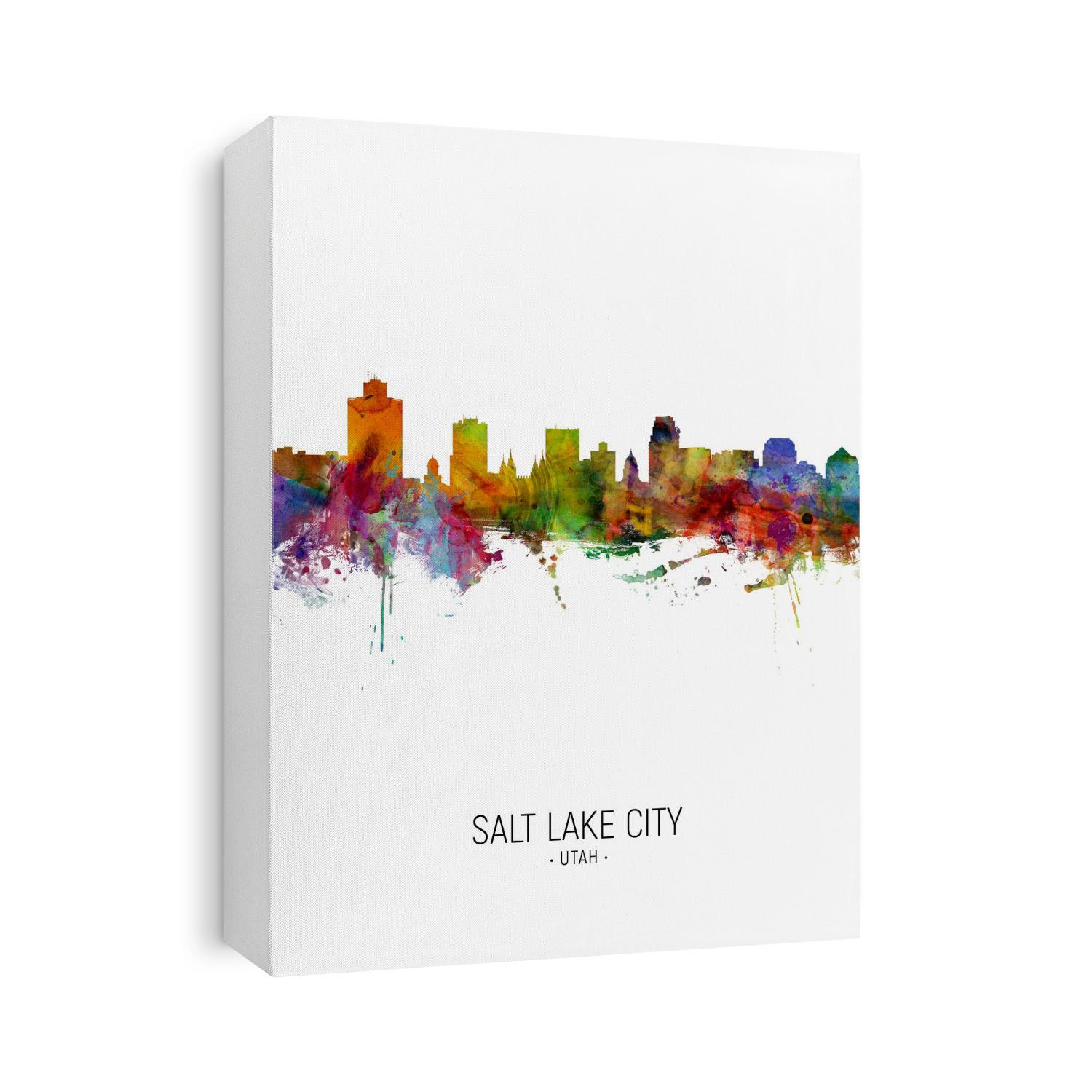Watercolor art print of the skyline of Salt Lake City, Utah, United States
