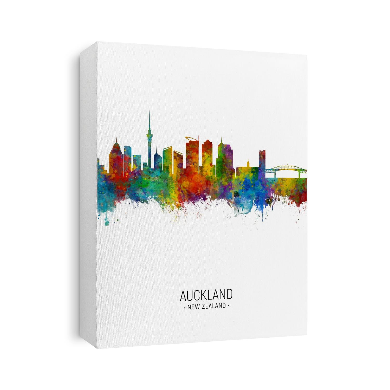 Watercolor art print of the skyline of Auckland, New Zealand