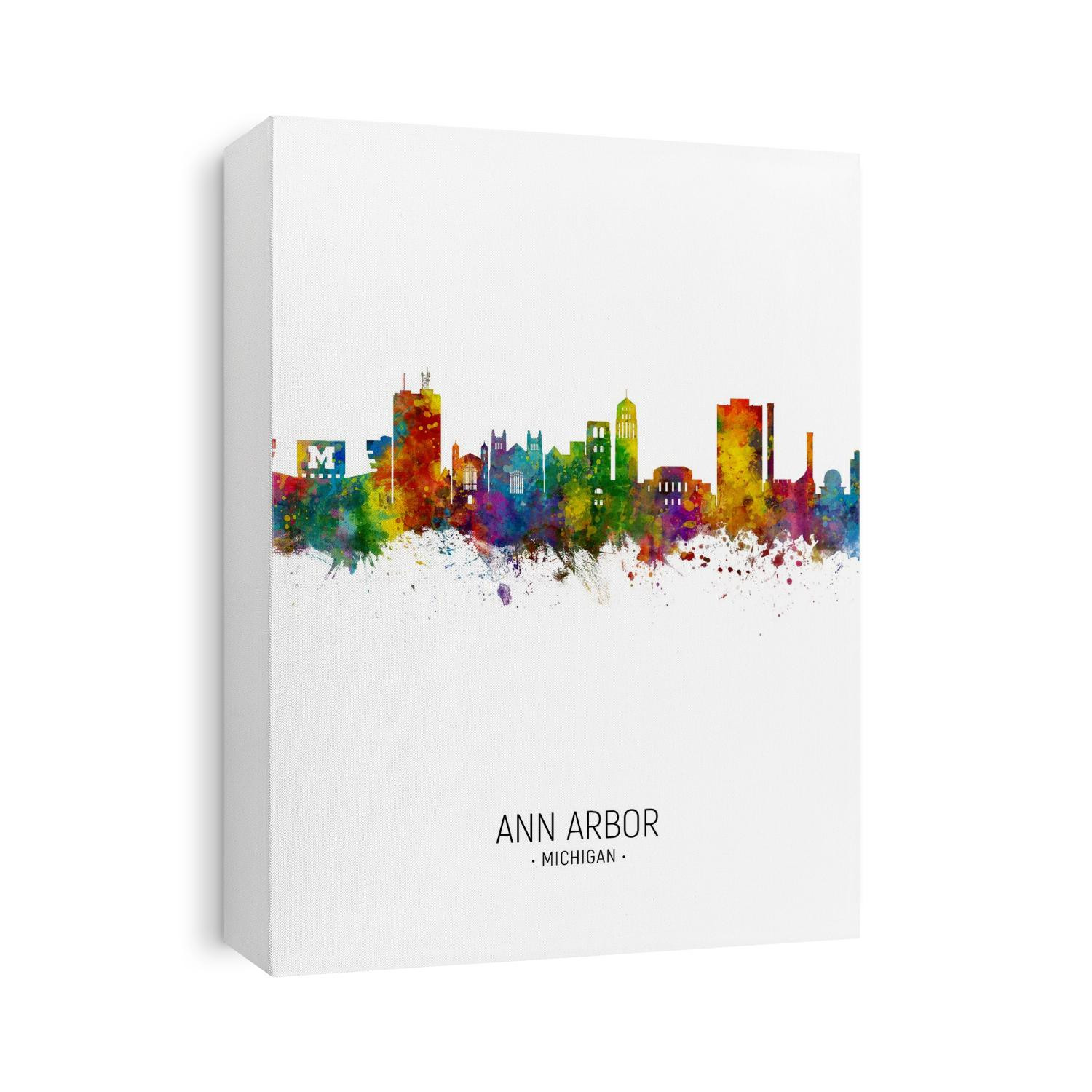 Watercolor art print of the skyline of Ann Arbor, Michigan