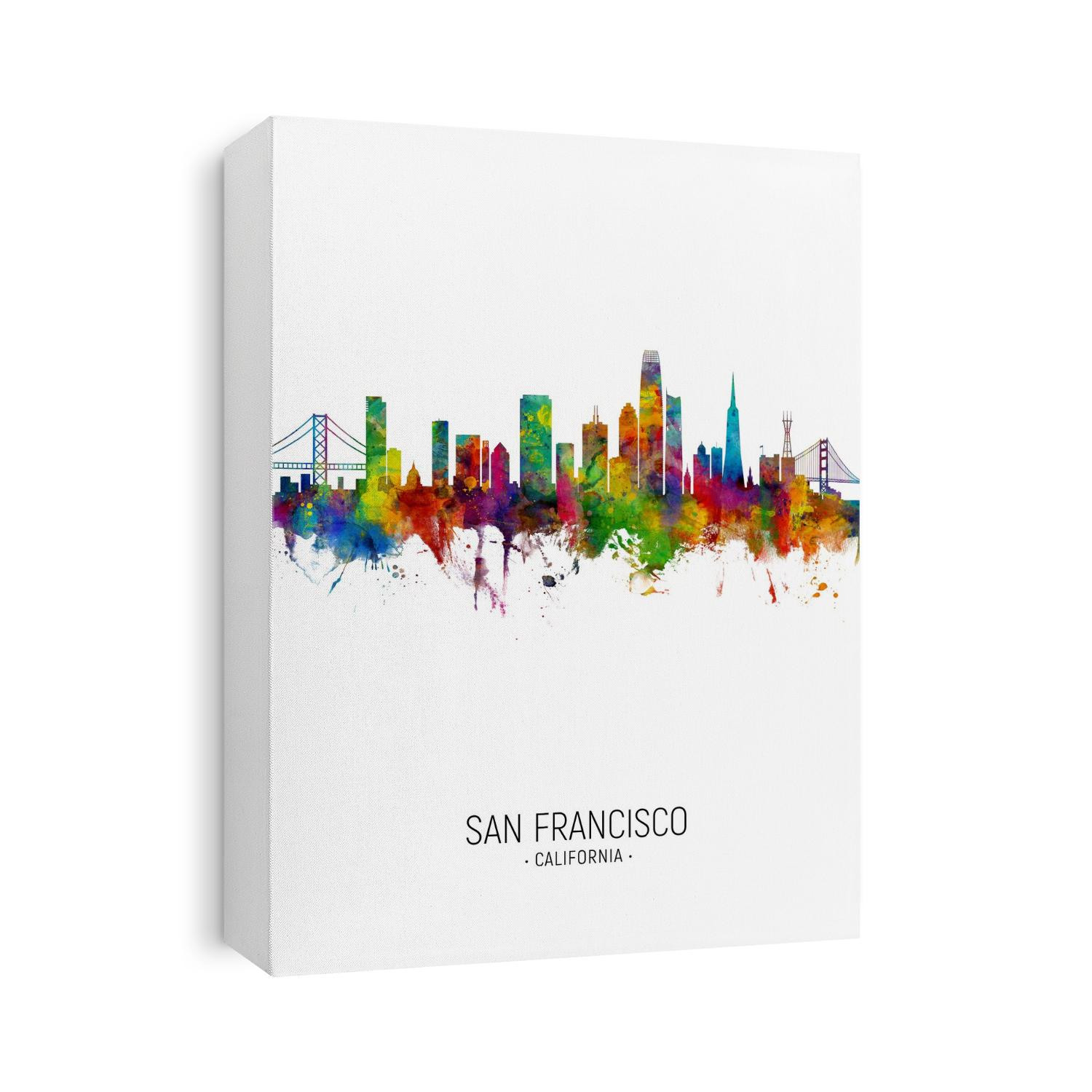 Watercolor art print of the skyline of San Francisco, California, United States