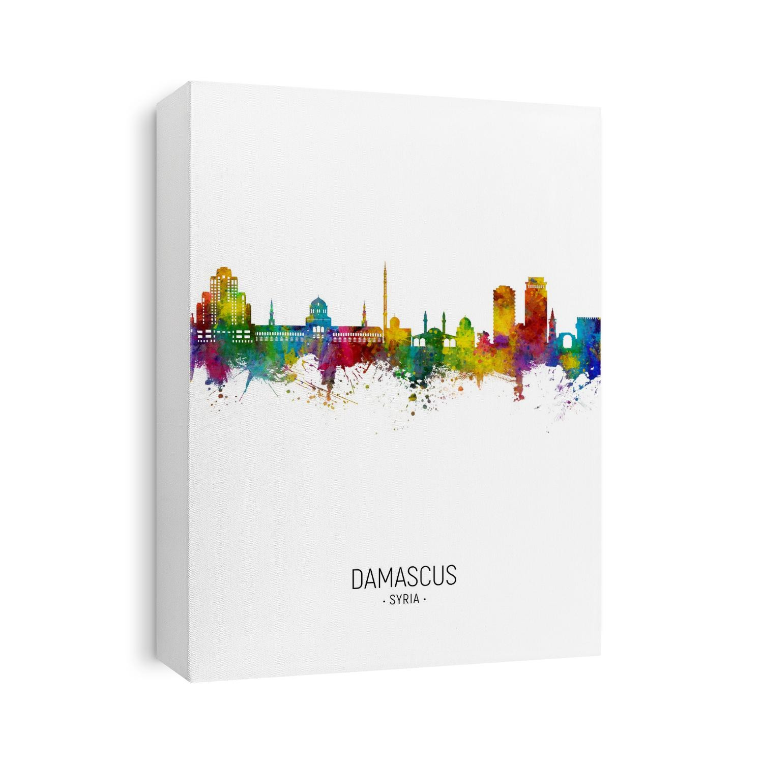 Watercolor art print of the skyline of Damascus, Syria
