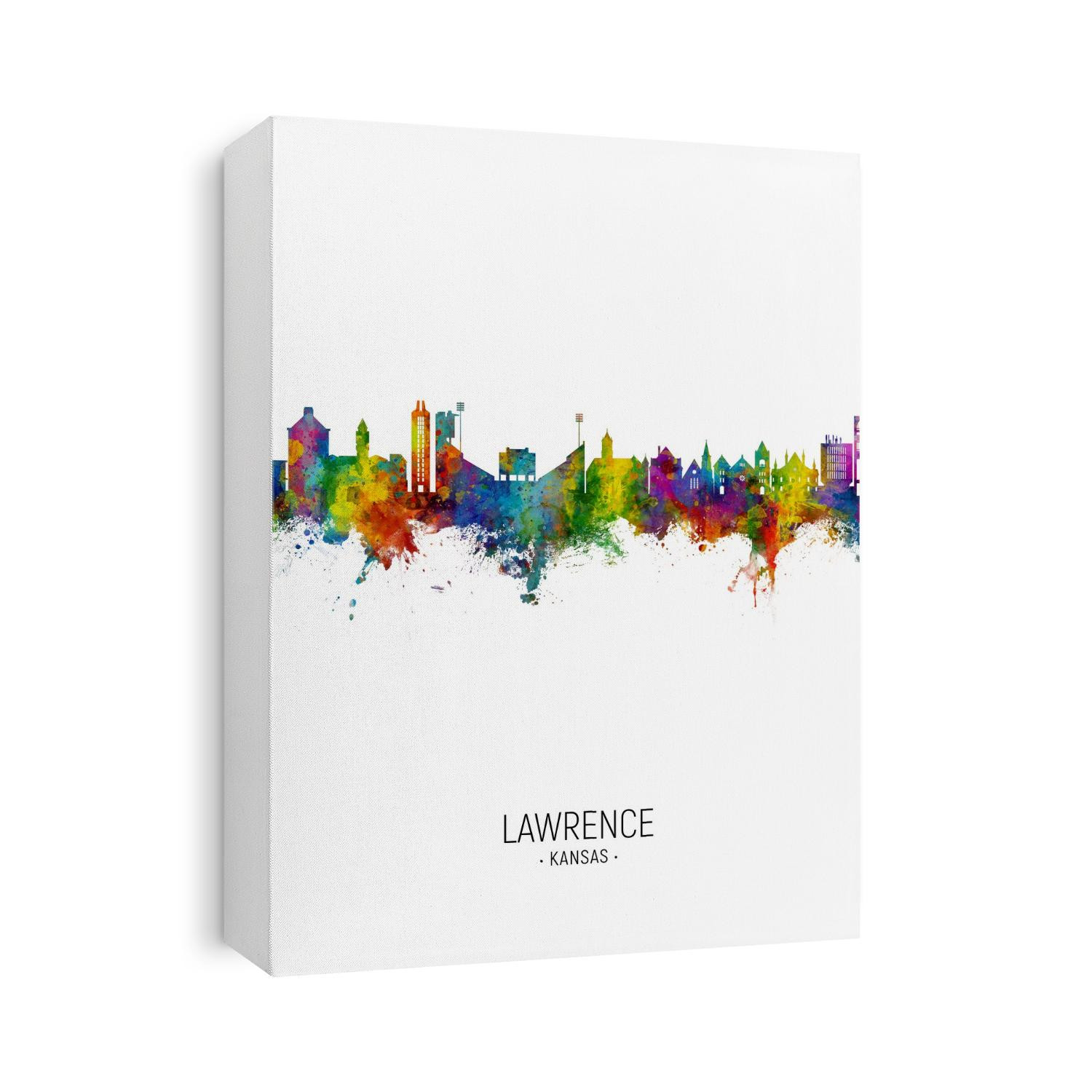 Watercolor art print of the skyline of Lawrence, Kansas, United States