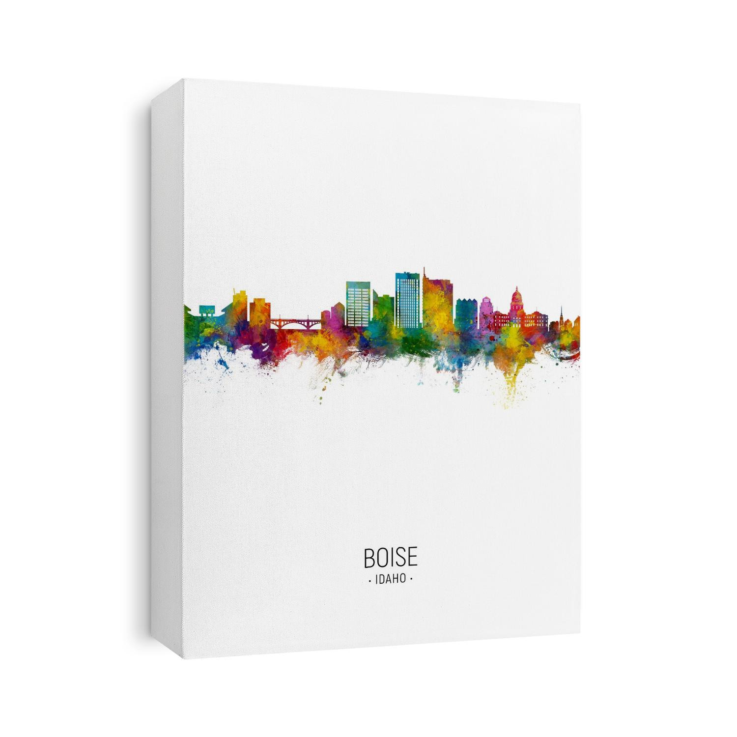 Watercolor art print of the skyline of Boise, Idaho