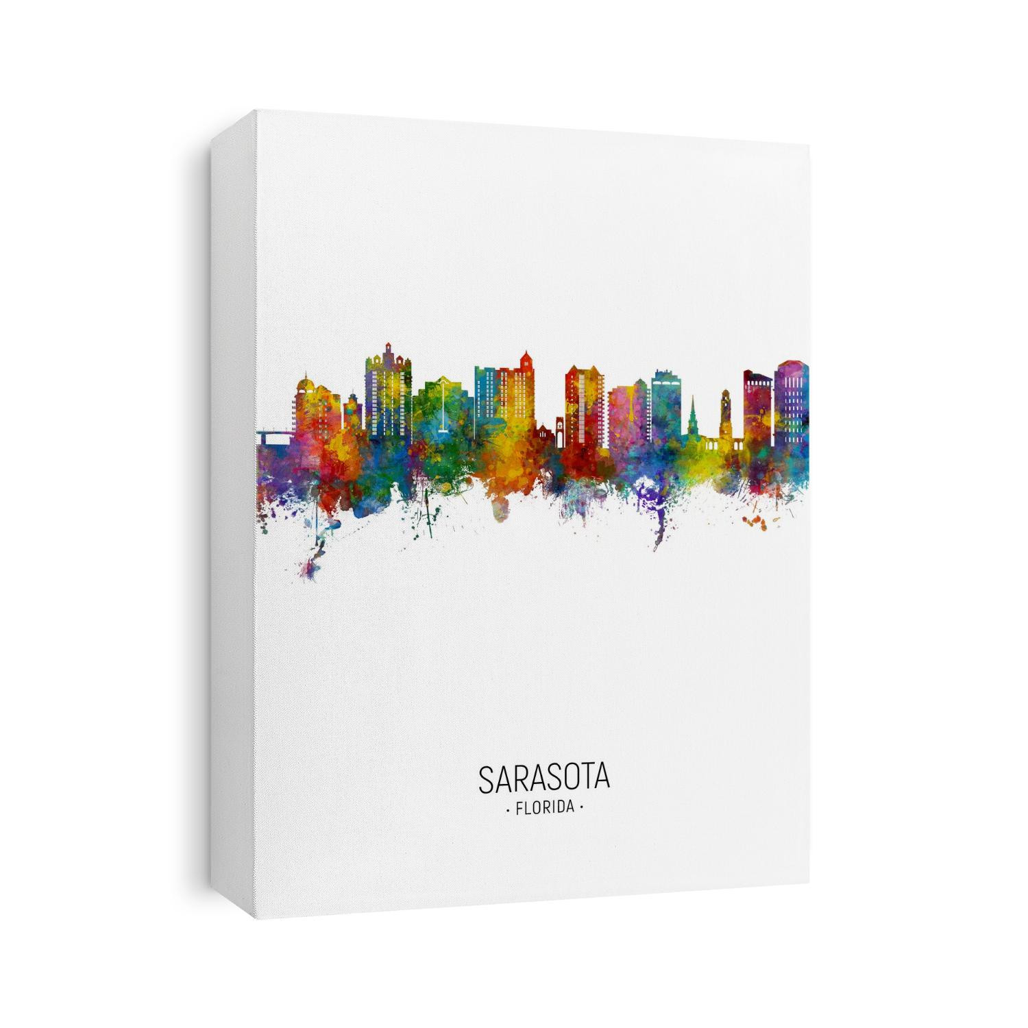 Watercolor art print of the skyline of Sarasota, Florida, United States
