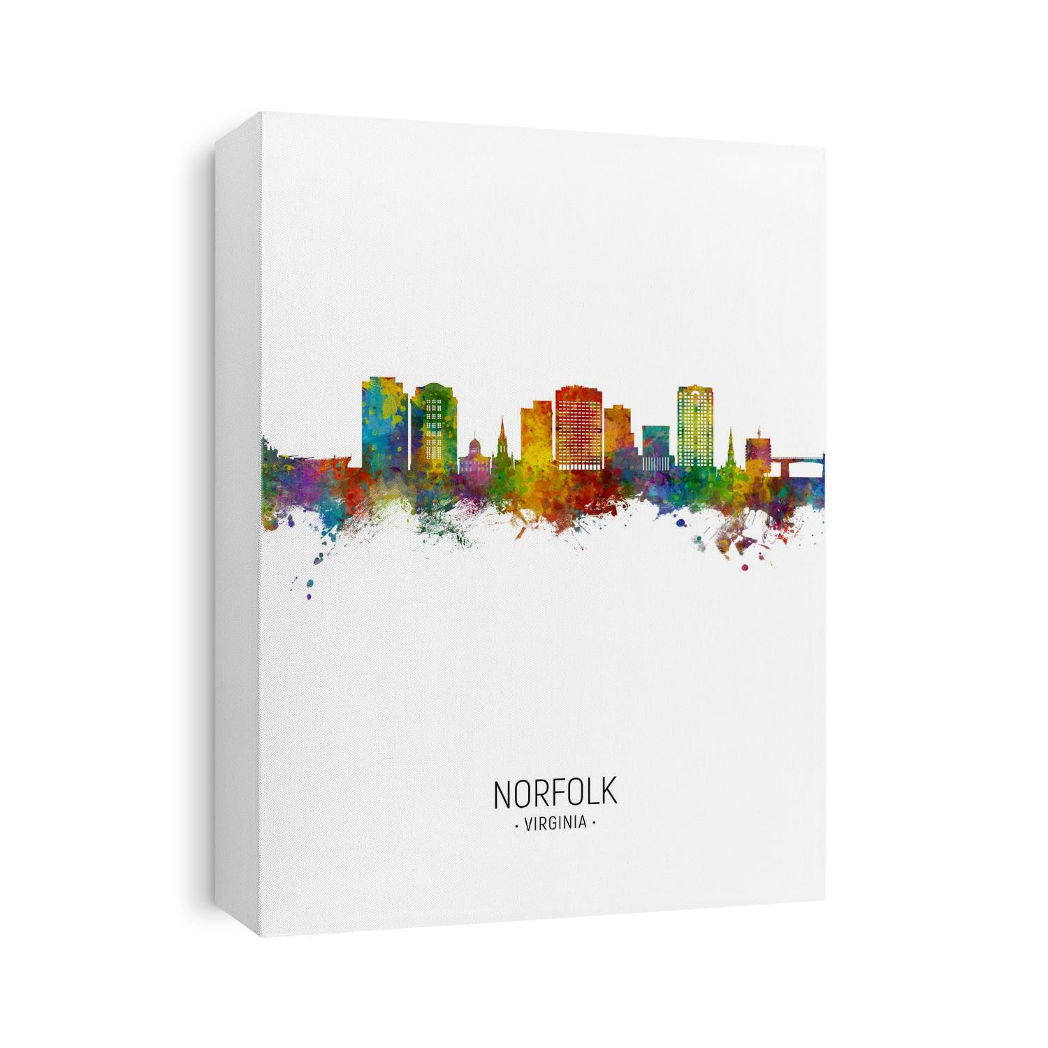 Watercolor art print of the skyline of Norfolk, Virginia