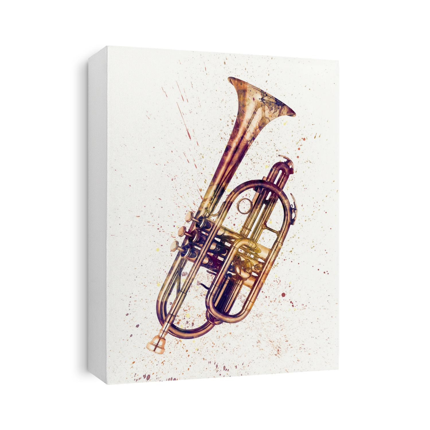 An abstract watercolor print of a Cornet