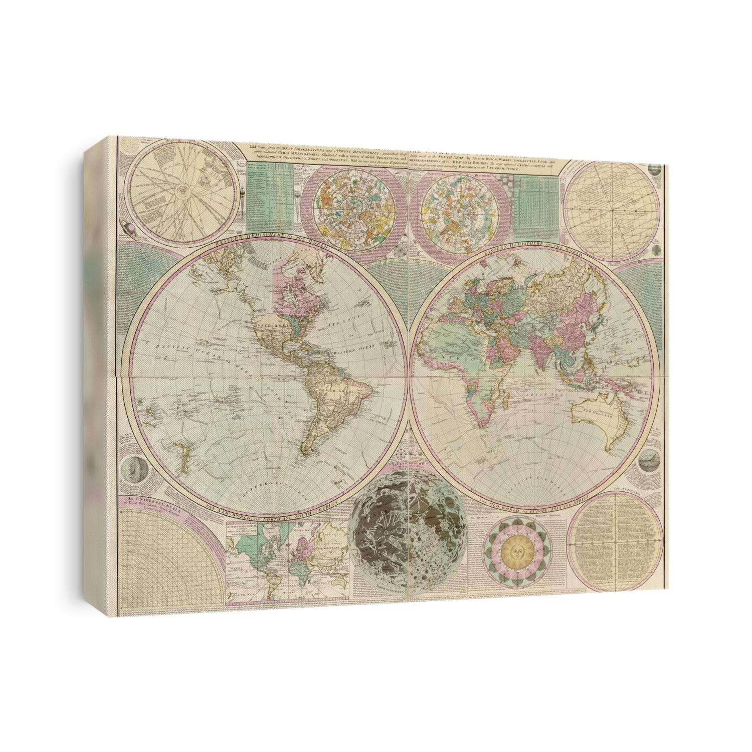 Old map of the world from c1780 by Carington Bowles.