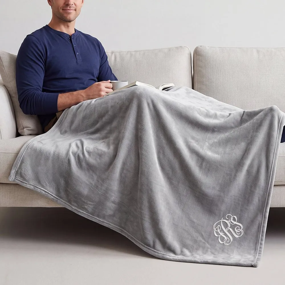 Embroidered Microfleece Plush Blanket