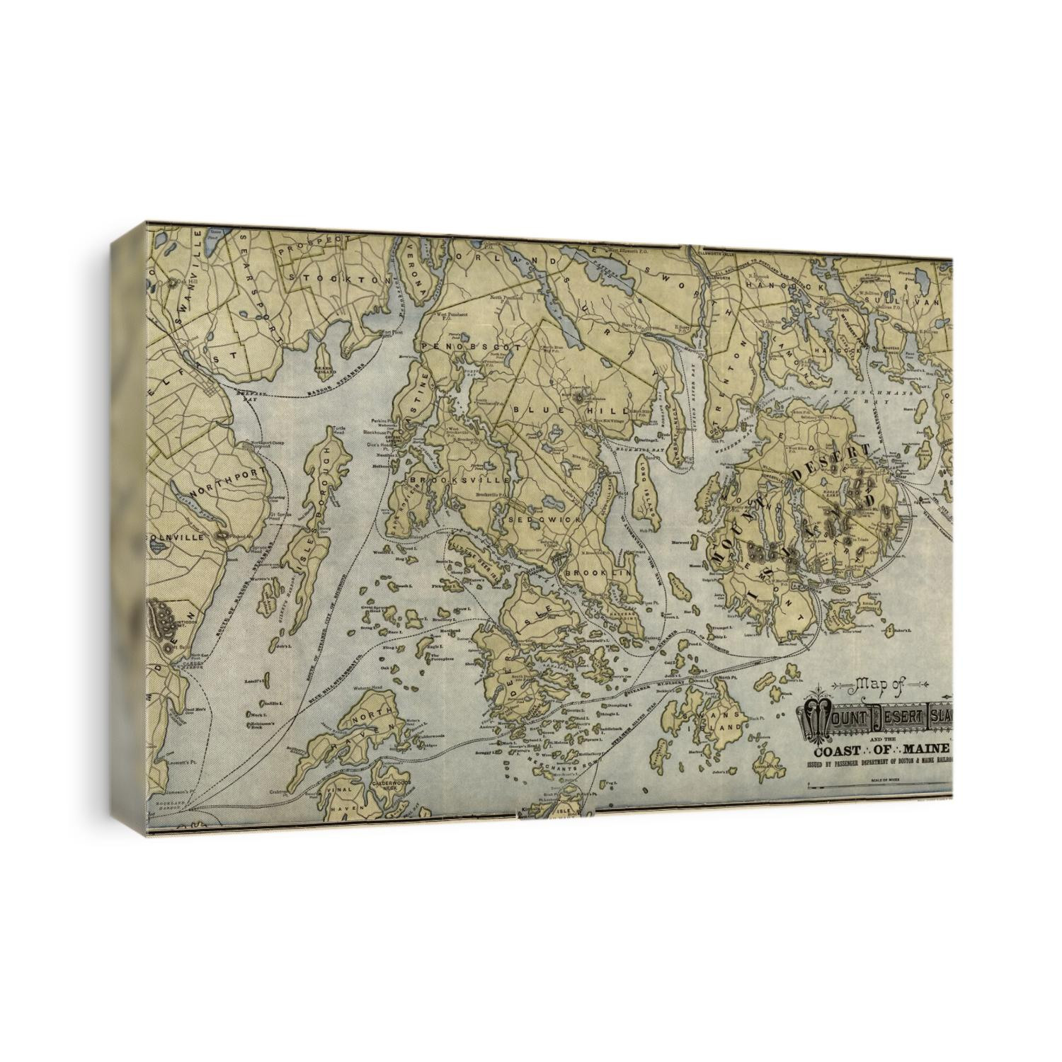 Old map of the coast of Maine from c1900 by Rand Avery Supply Co.