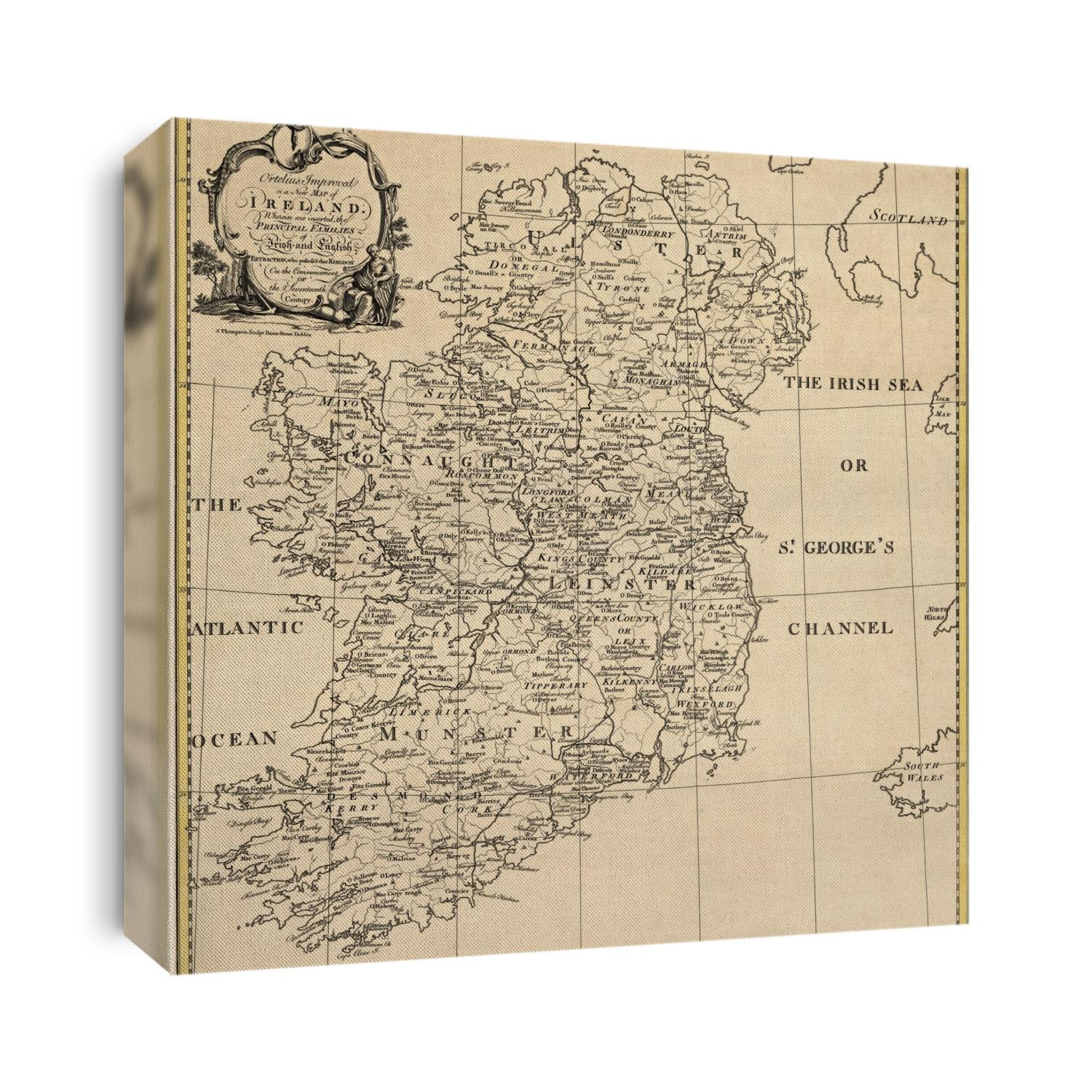 Old map of Ireland from c1795 by S. Thompson.