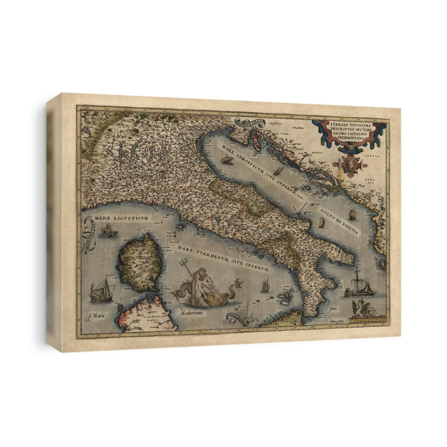 Old map of Italy from 1570 by Abraham Ortelius.