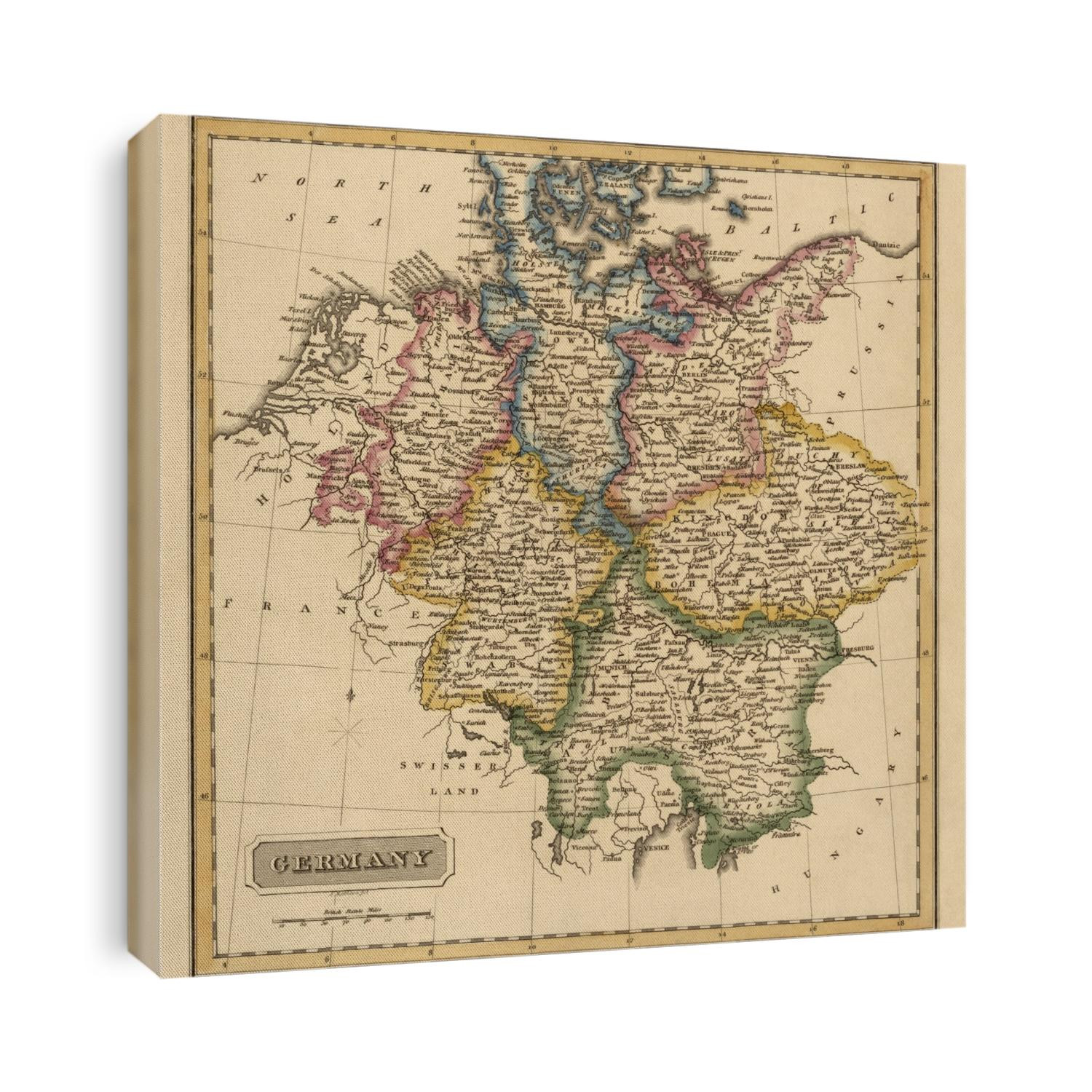 Old map of Germany from c1817 by Fielding Lucas.