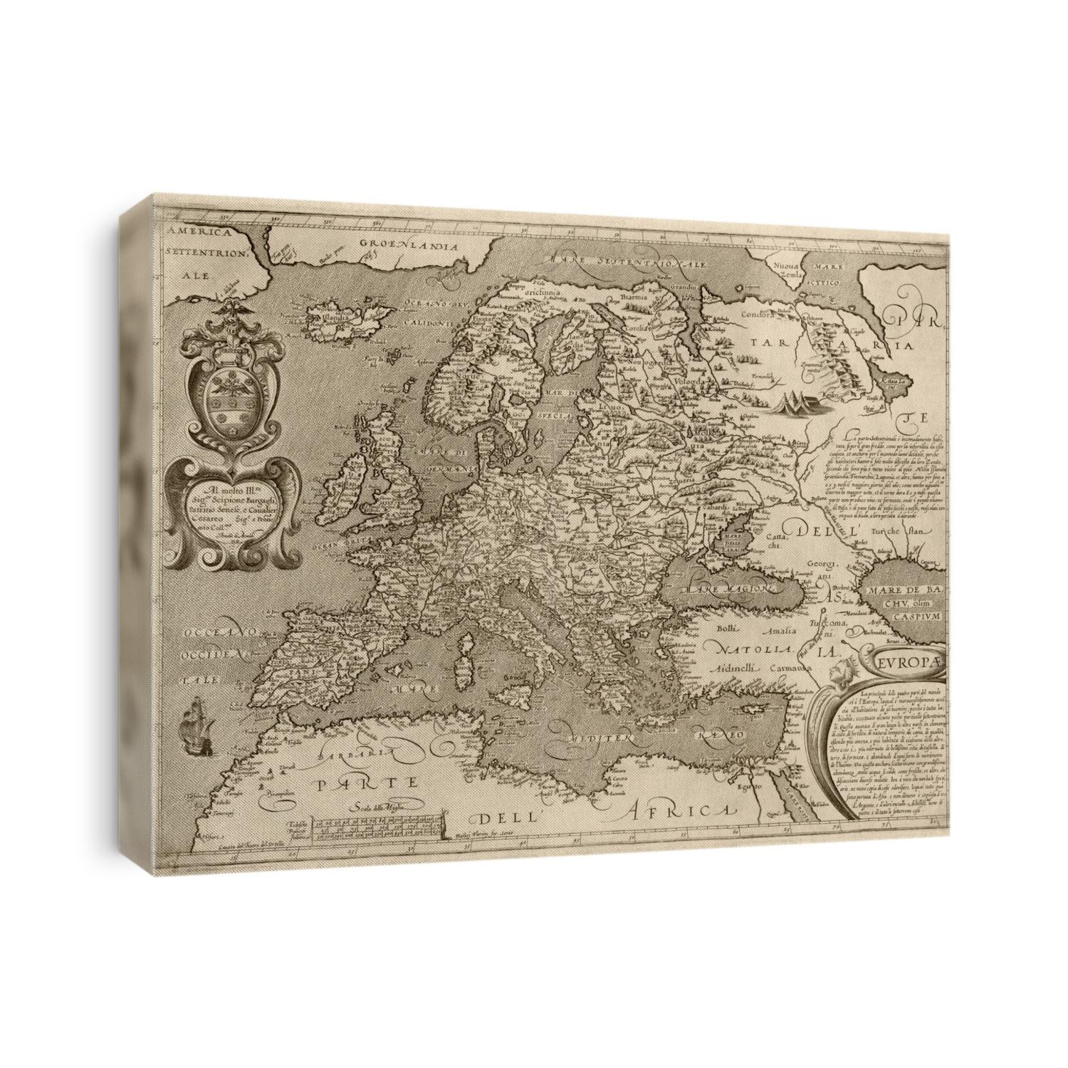 Old map of Europe from c1600 by Arnoldo di Arnoldi.