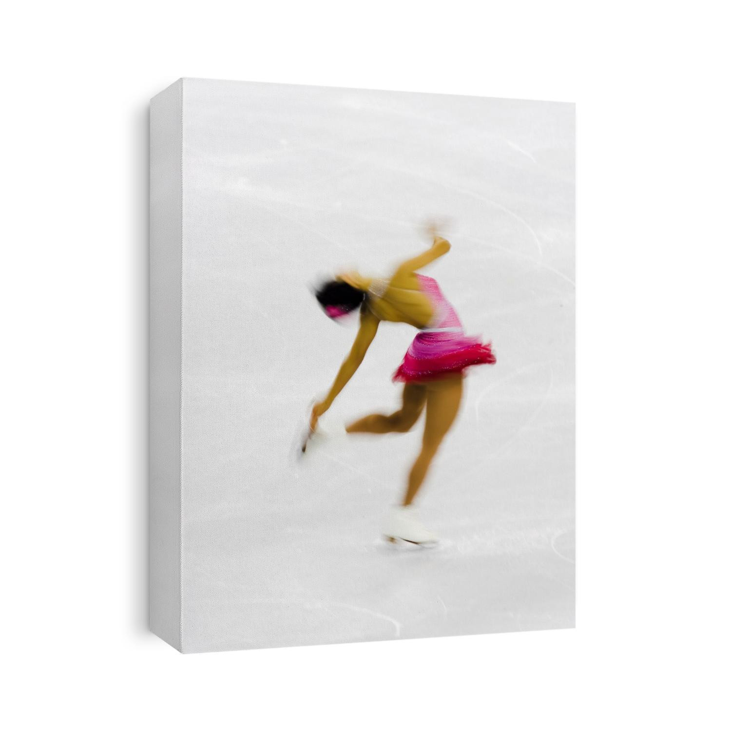 Blurred action of woman figure skater.