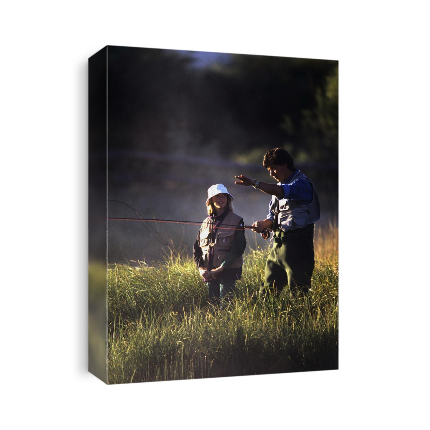 Father and daughter fishing.