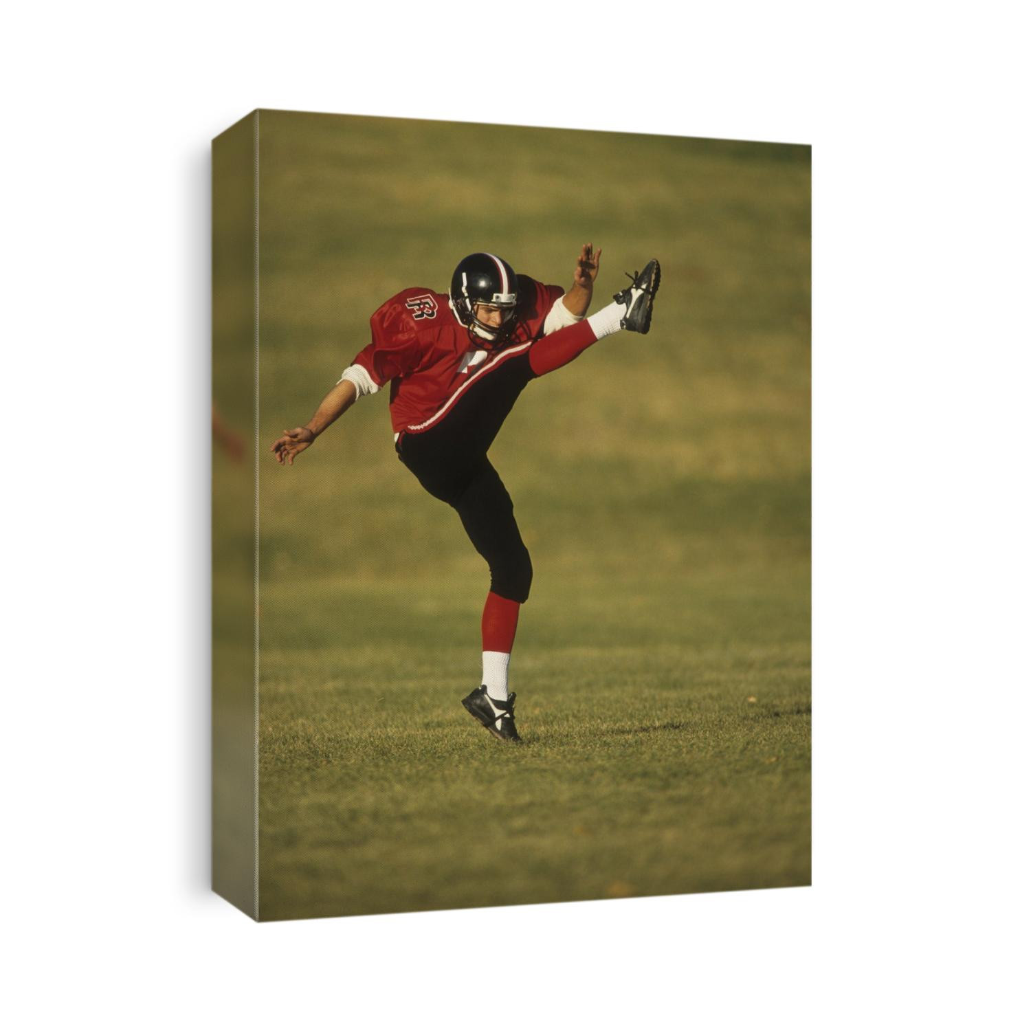 Football kicker in action.,