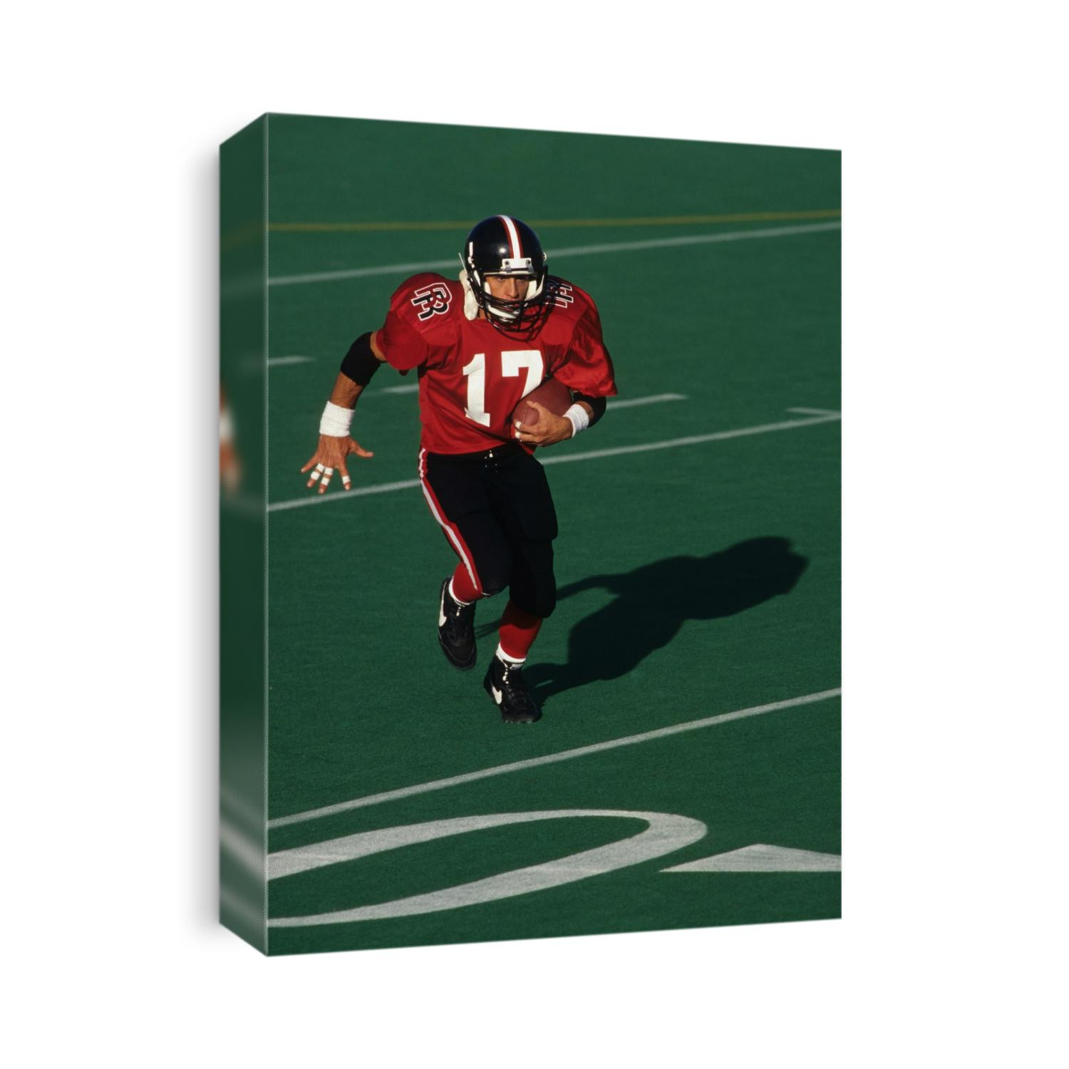 Football running back in action.