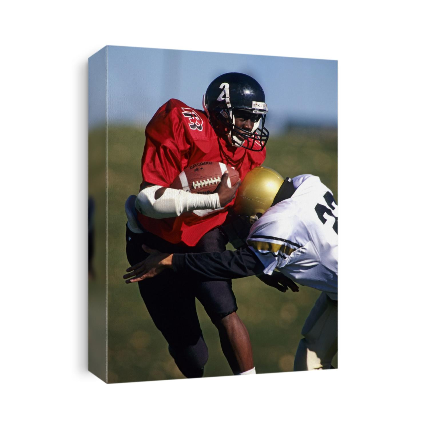Football players in action