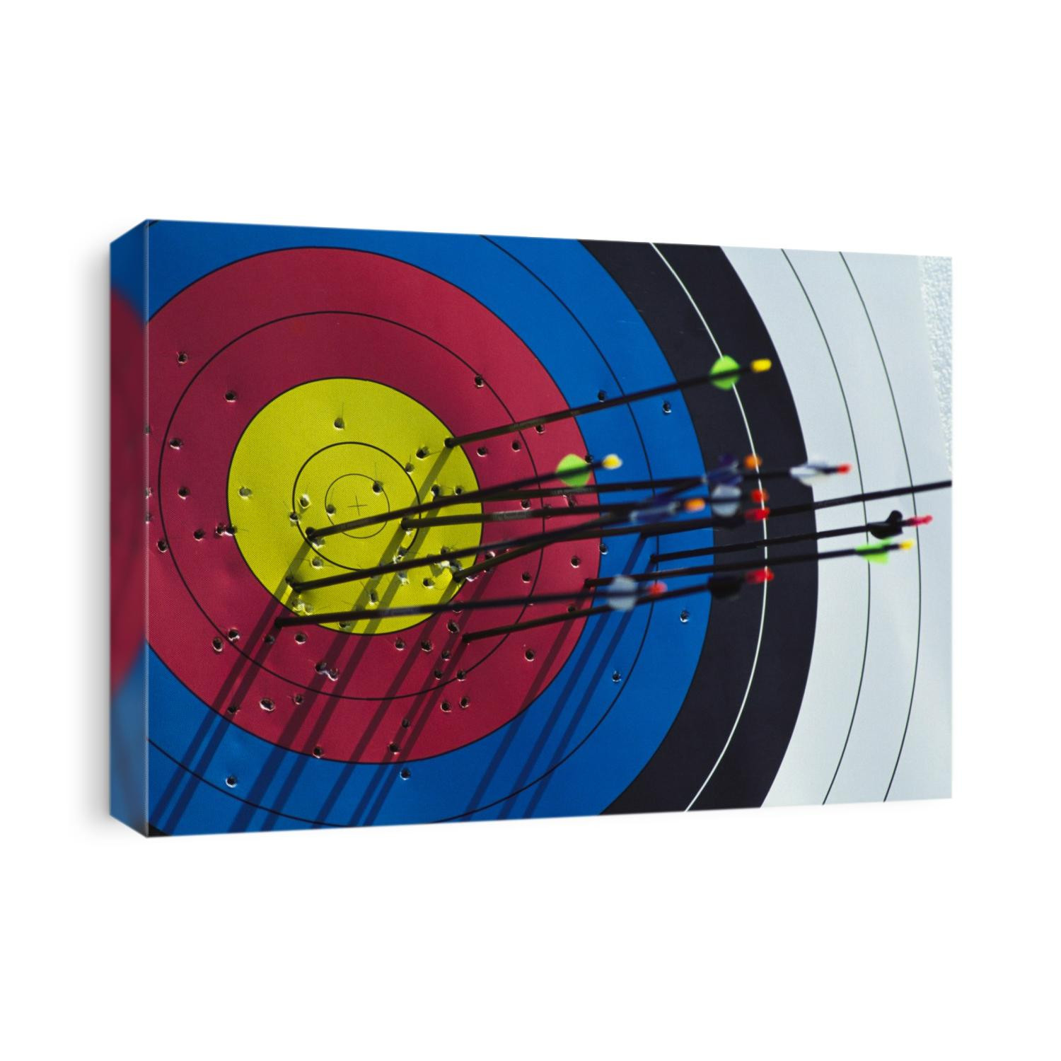 Archery target and arrows.