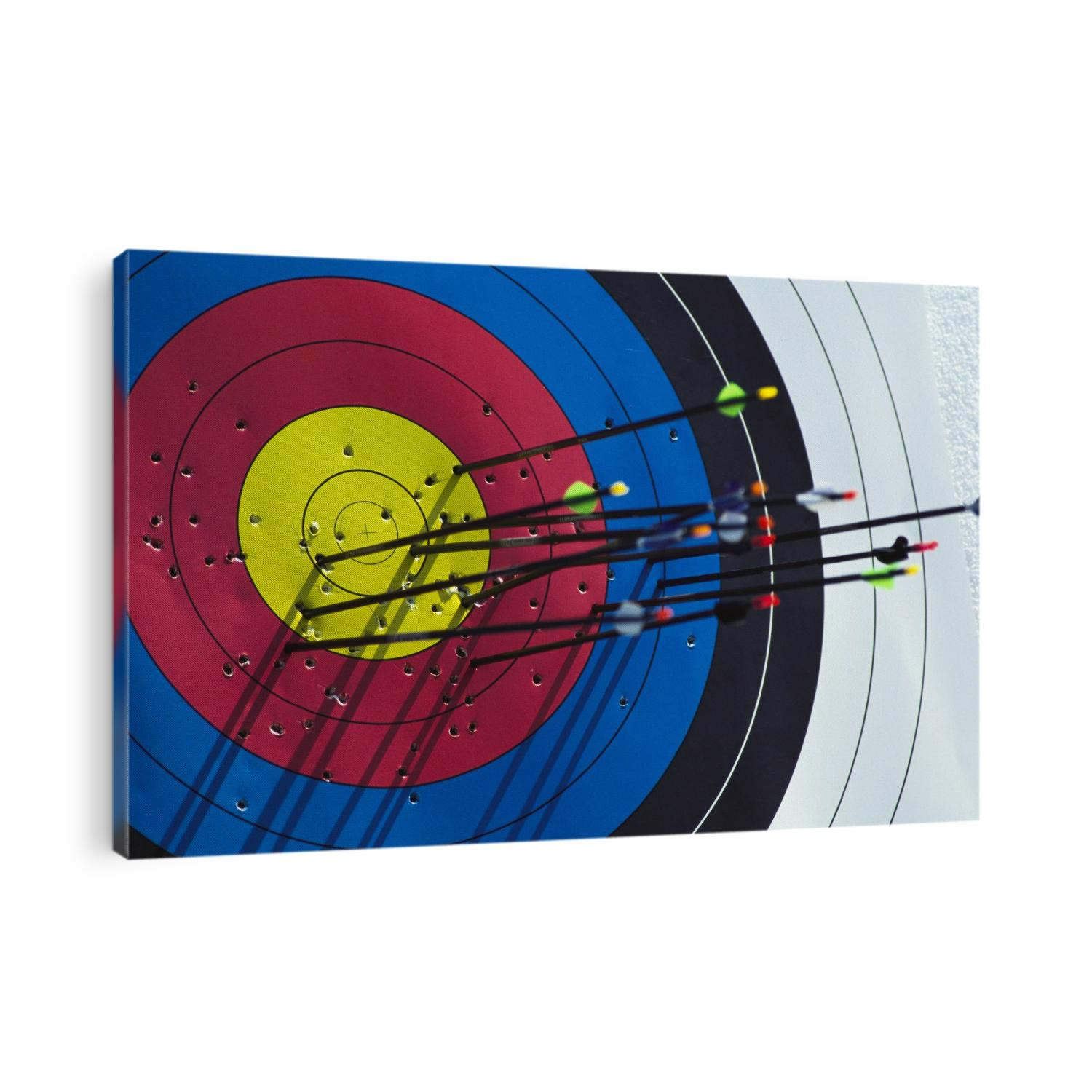 Archery target and arrows.