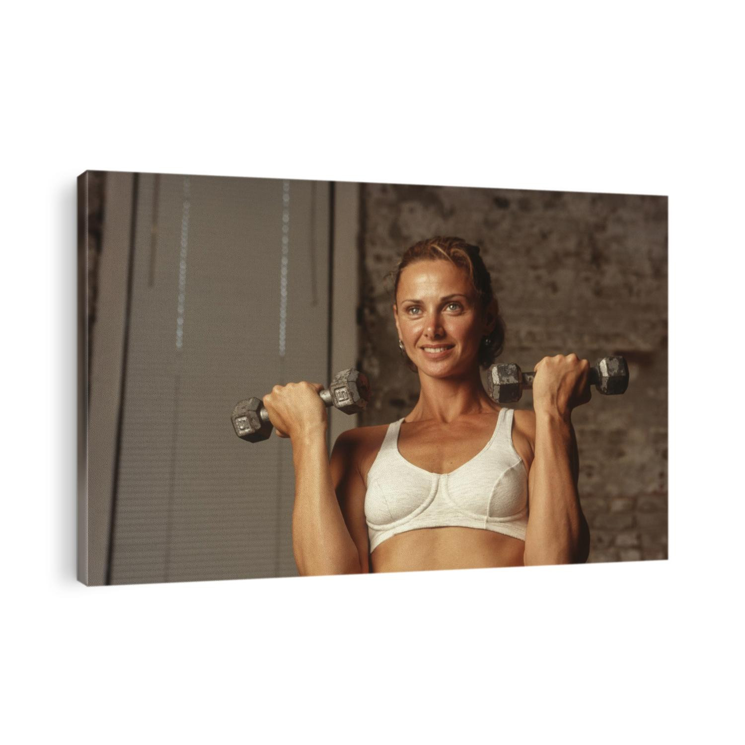 Women working out with hand weights.
