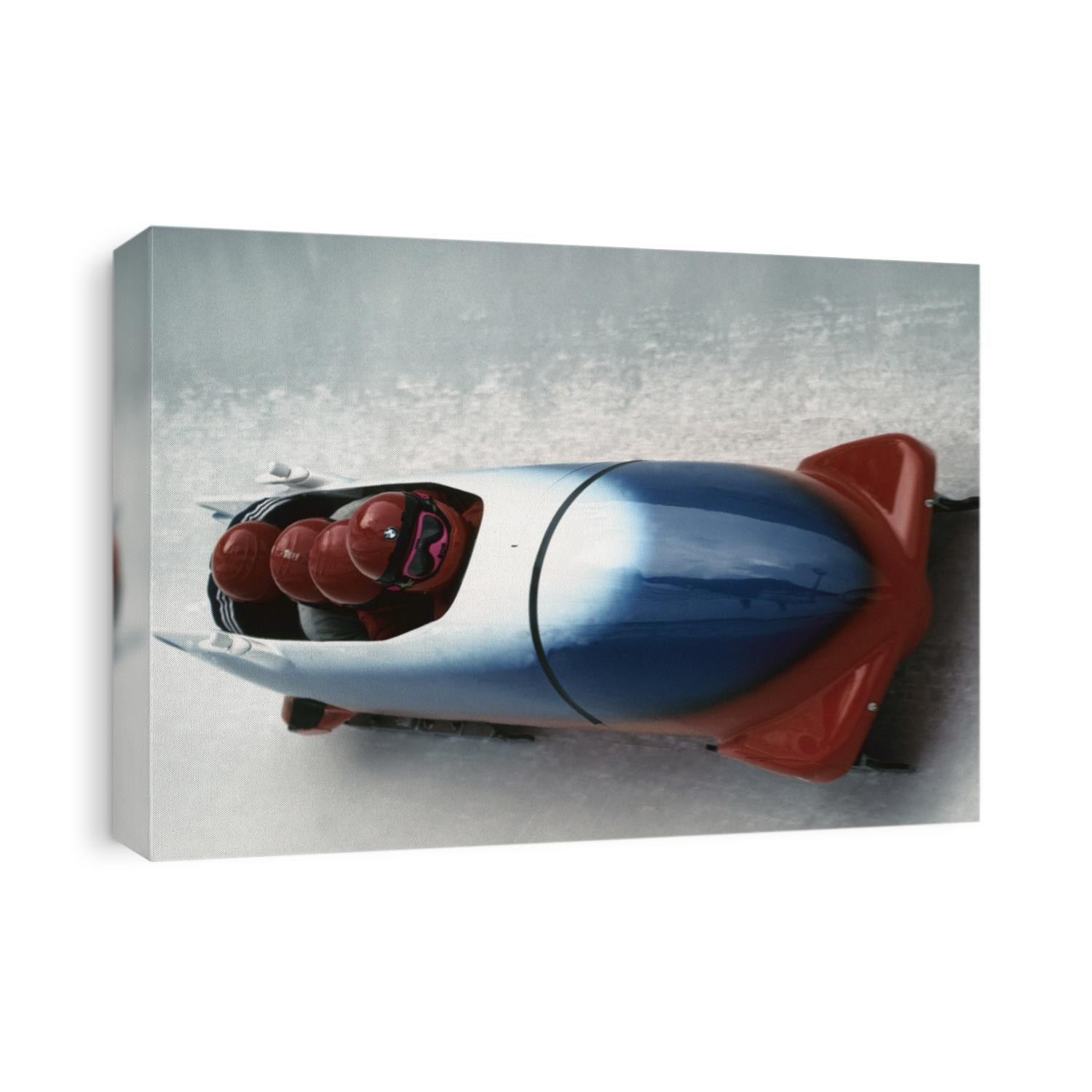 4 man bobsled team in action