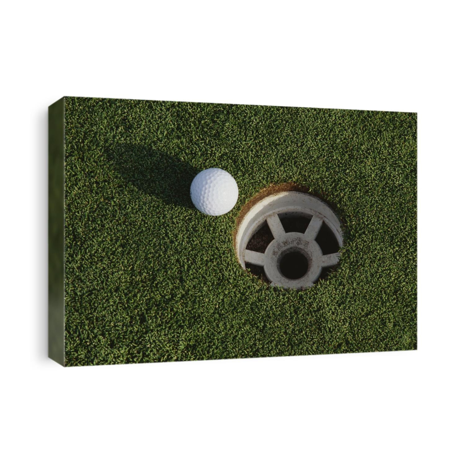 Golf ball at the hole.