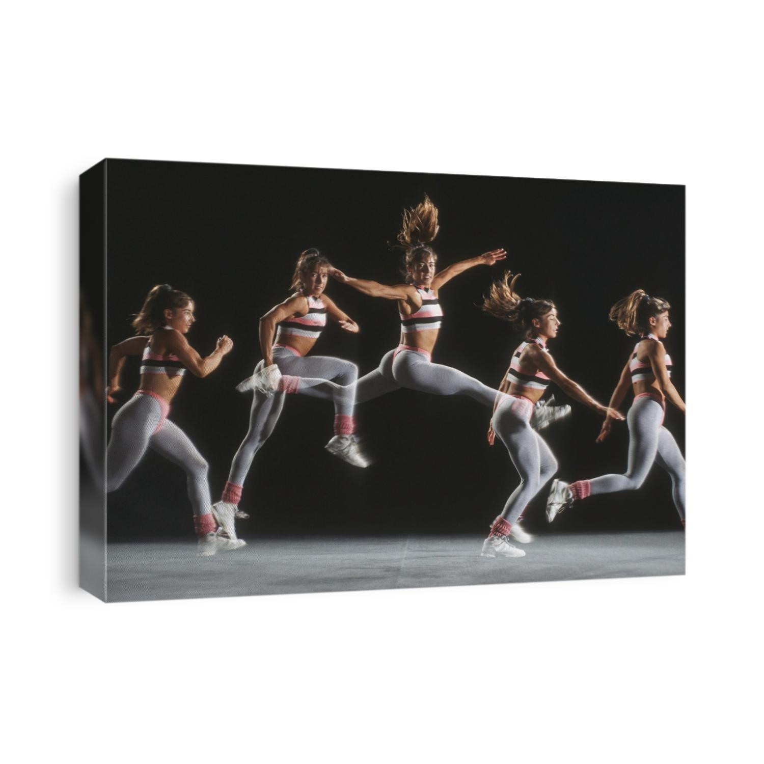 Sequence of woman leaping.